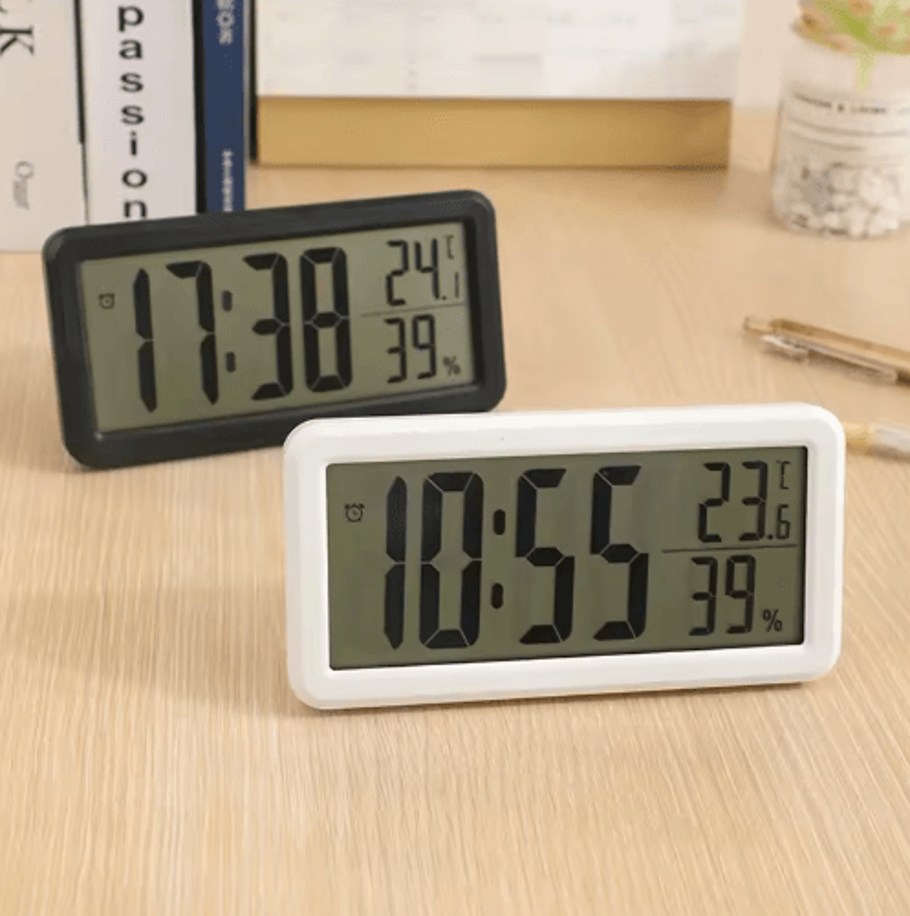 Slim Nordic Digital Alarm Clock  Large LED BatteryPowered Desk Clock 0