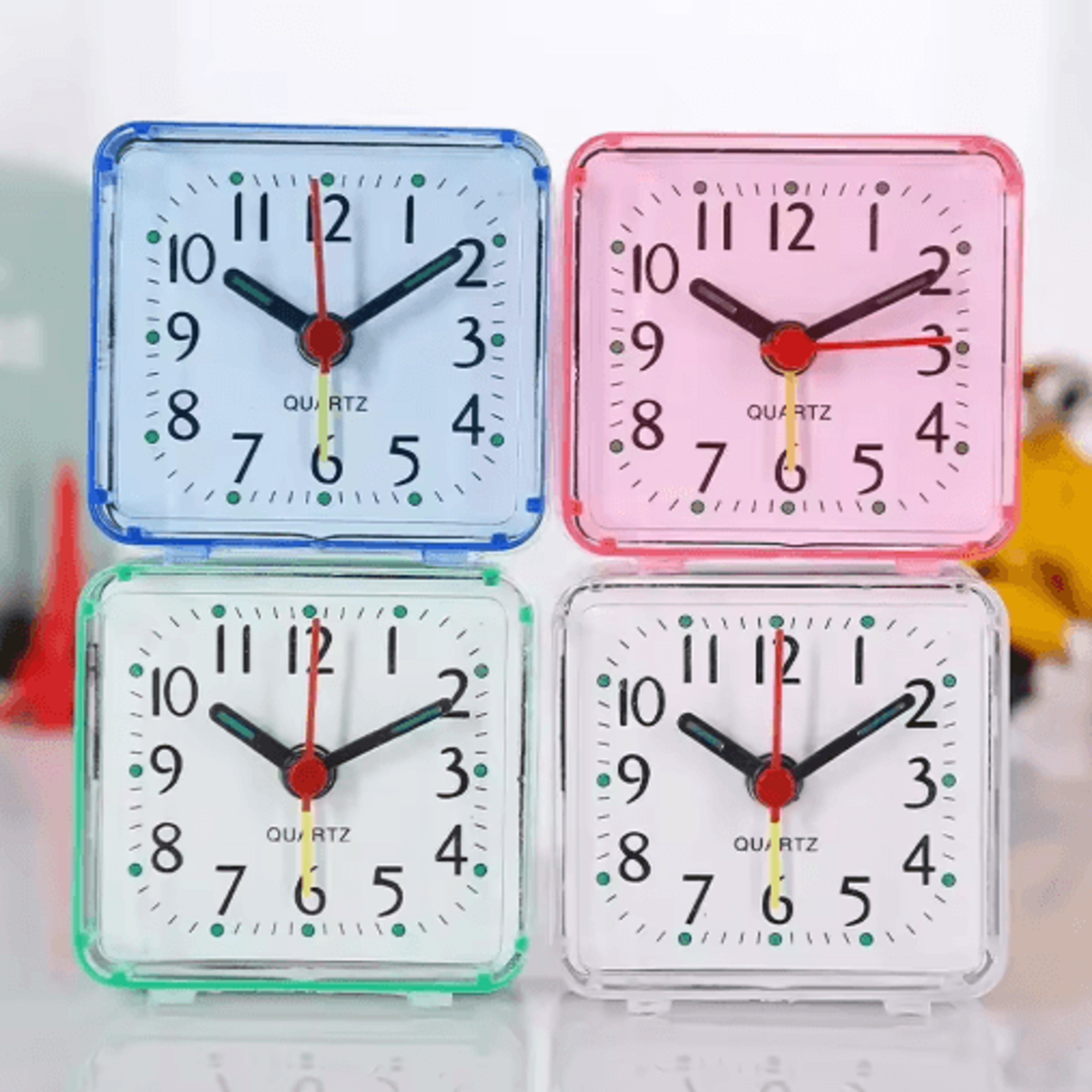 Cute Square Alarm Clock  Portable Bedside Clock With Beeping Alarm 0