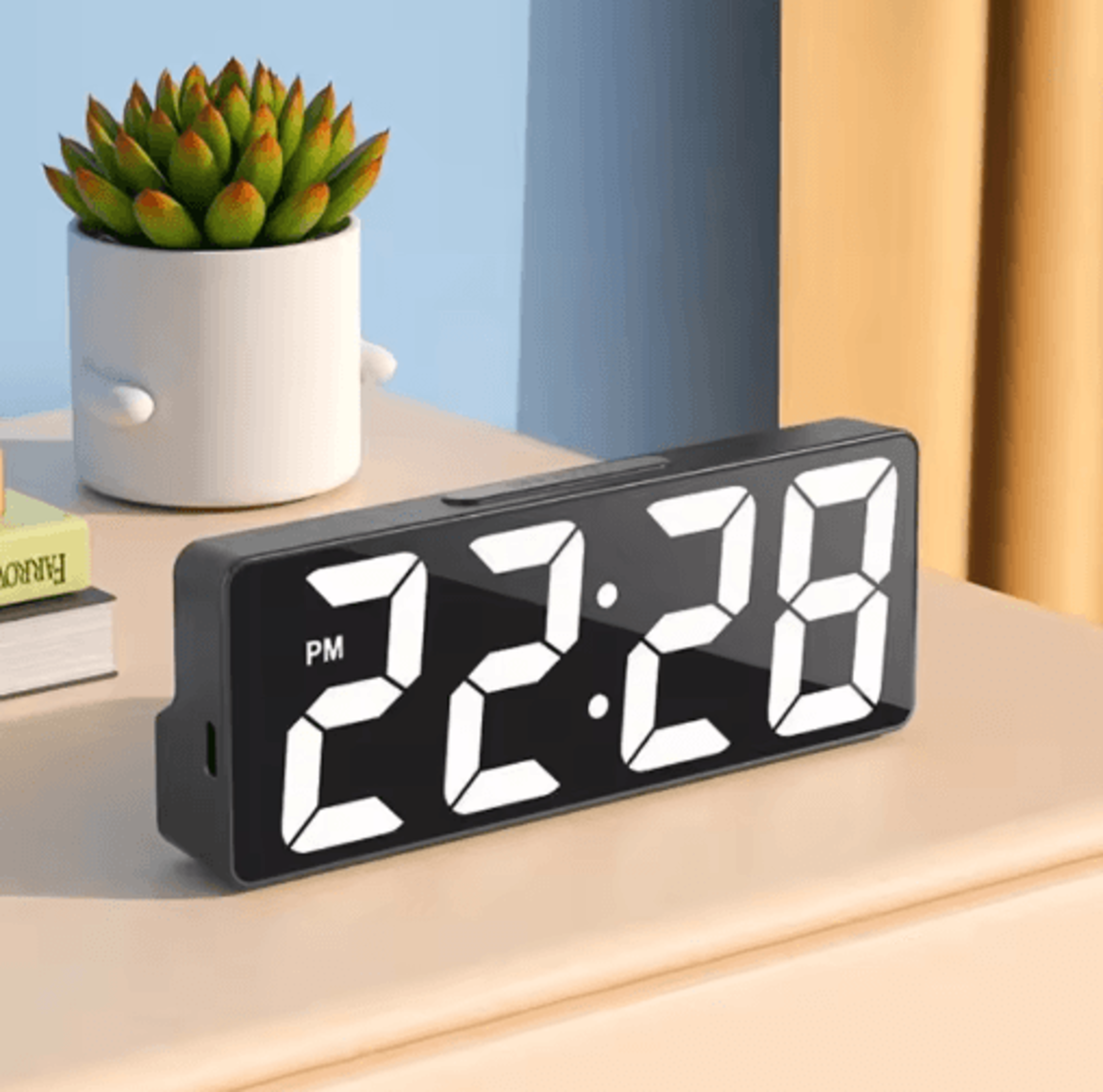LED Digital Alarm Clock  Temperature Display  Adjustable Brightness 0
