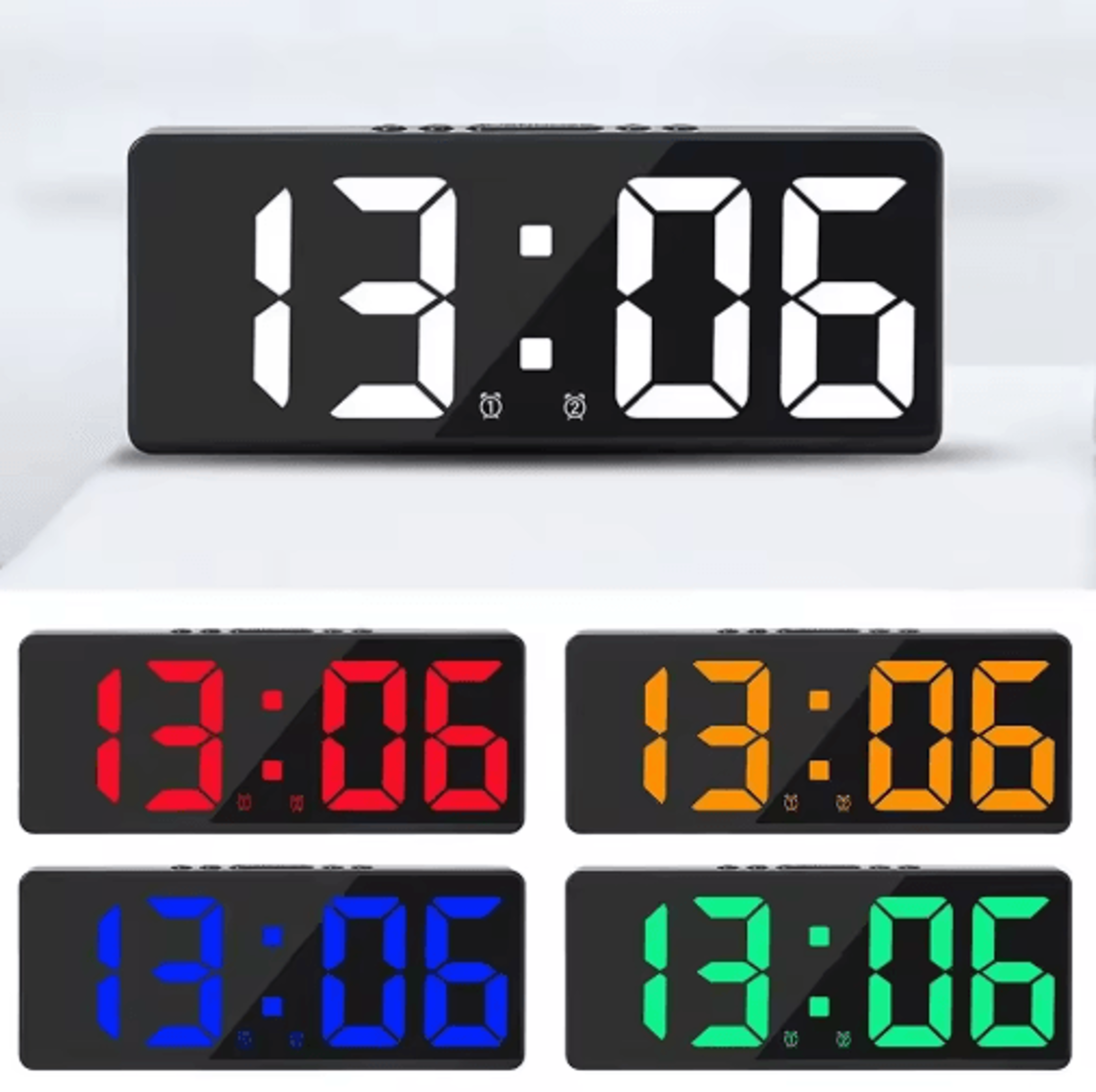 Multifunction LED Digital Clock  Color Night Light Temperature  Calendar Display 6