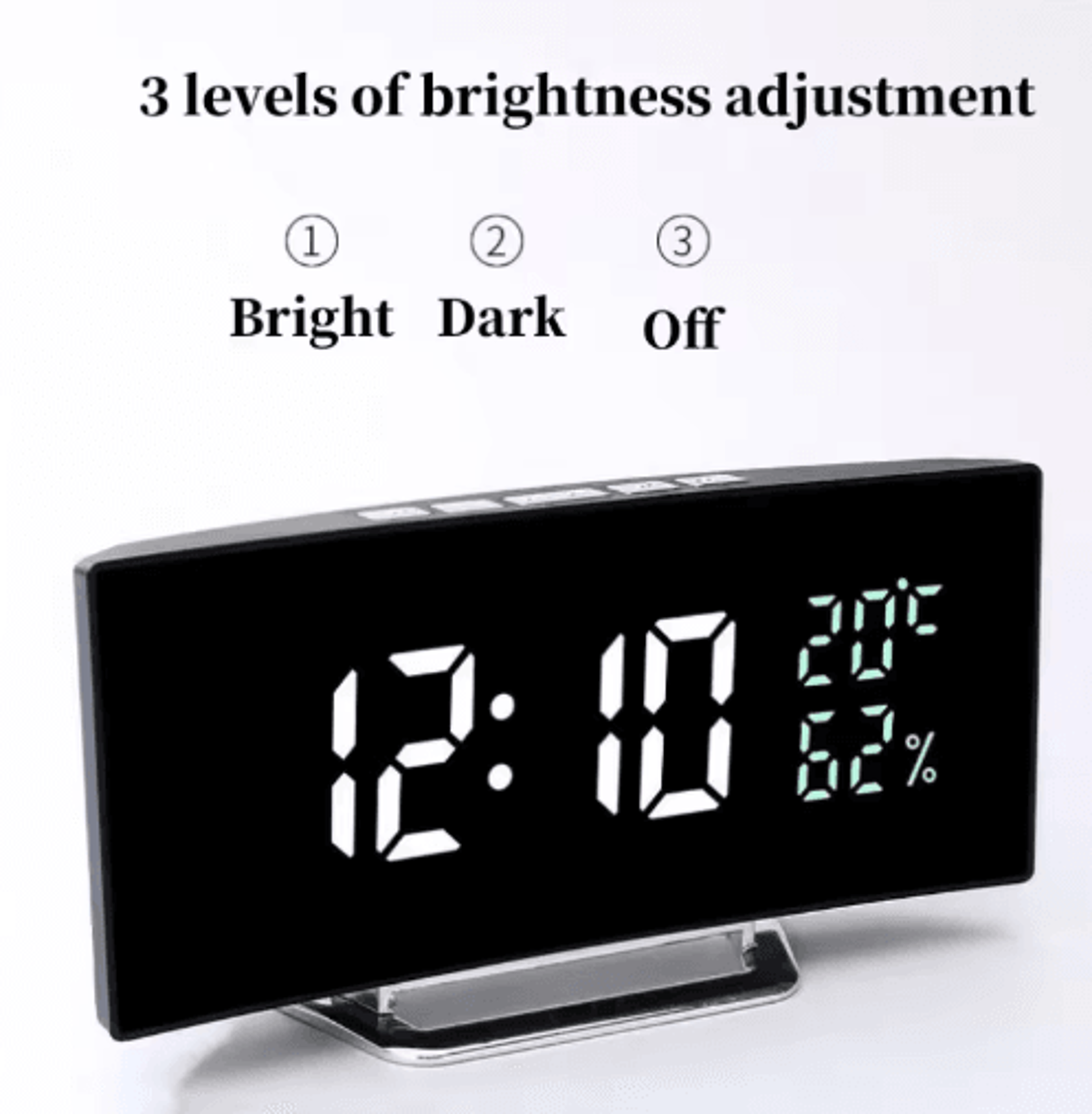 Mirror Digital Alarm Clock  LED Temperature  Date Display With Snooze 0