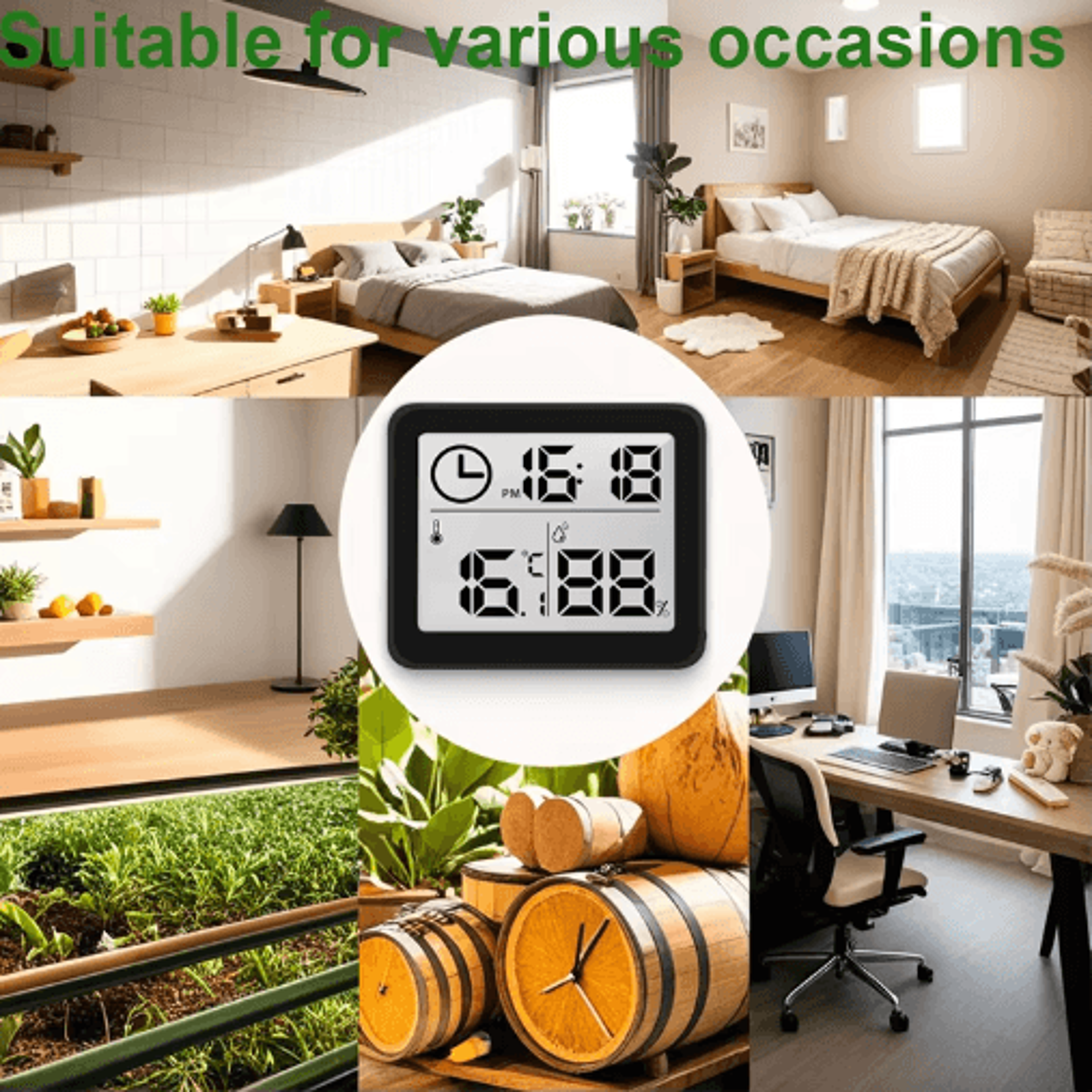 Digital Temperature  Humidity Clock  Versatile Desk  Wall Display 2