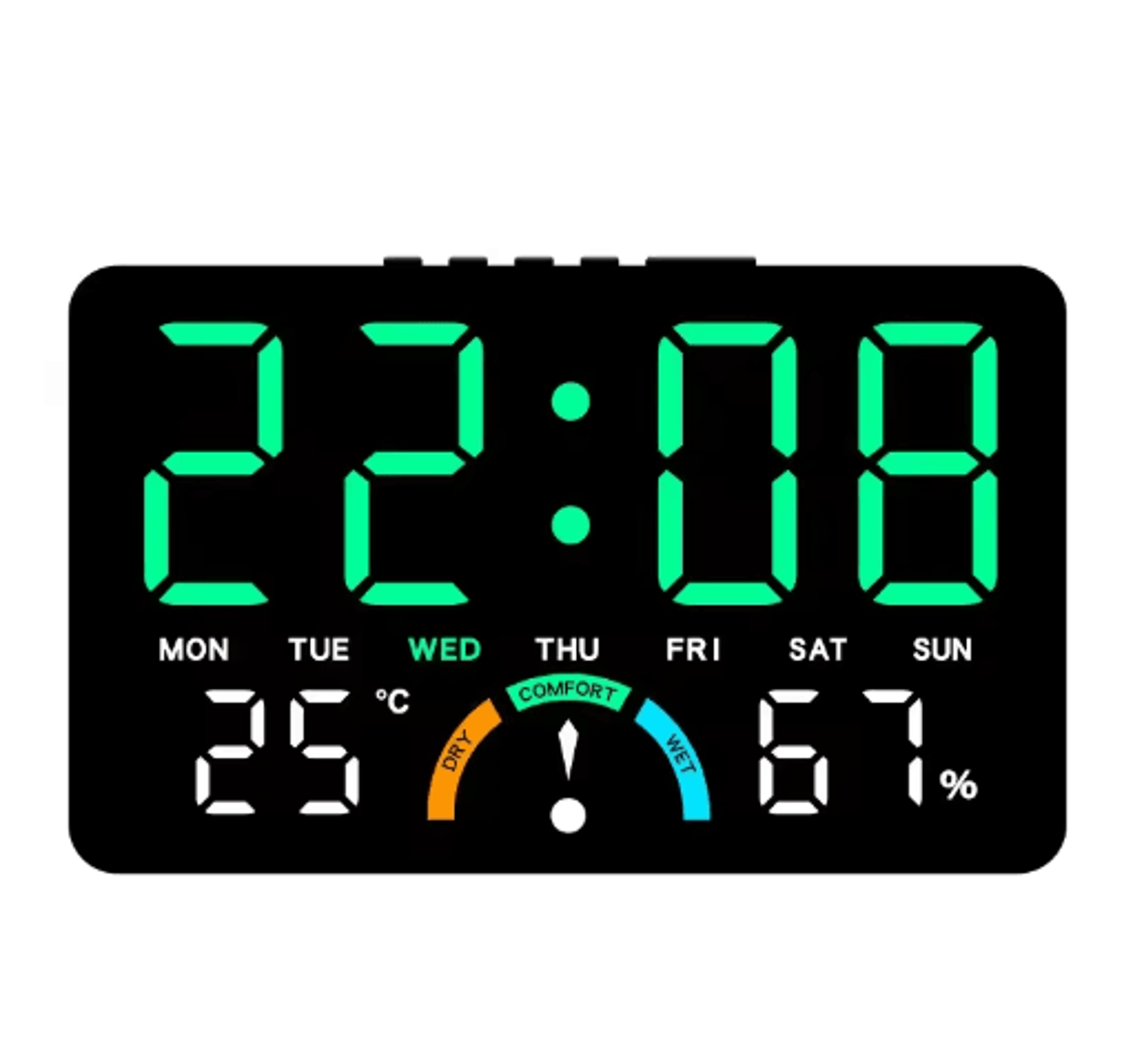 Digital LED Alarm Clock  Temperature Humidity  Comfort Level Display 5