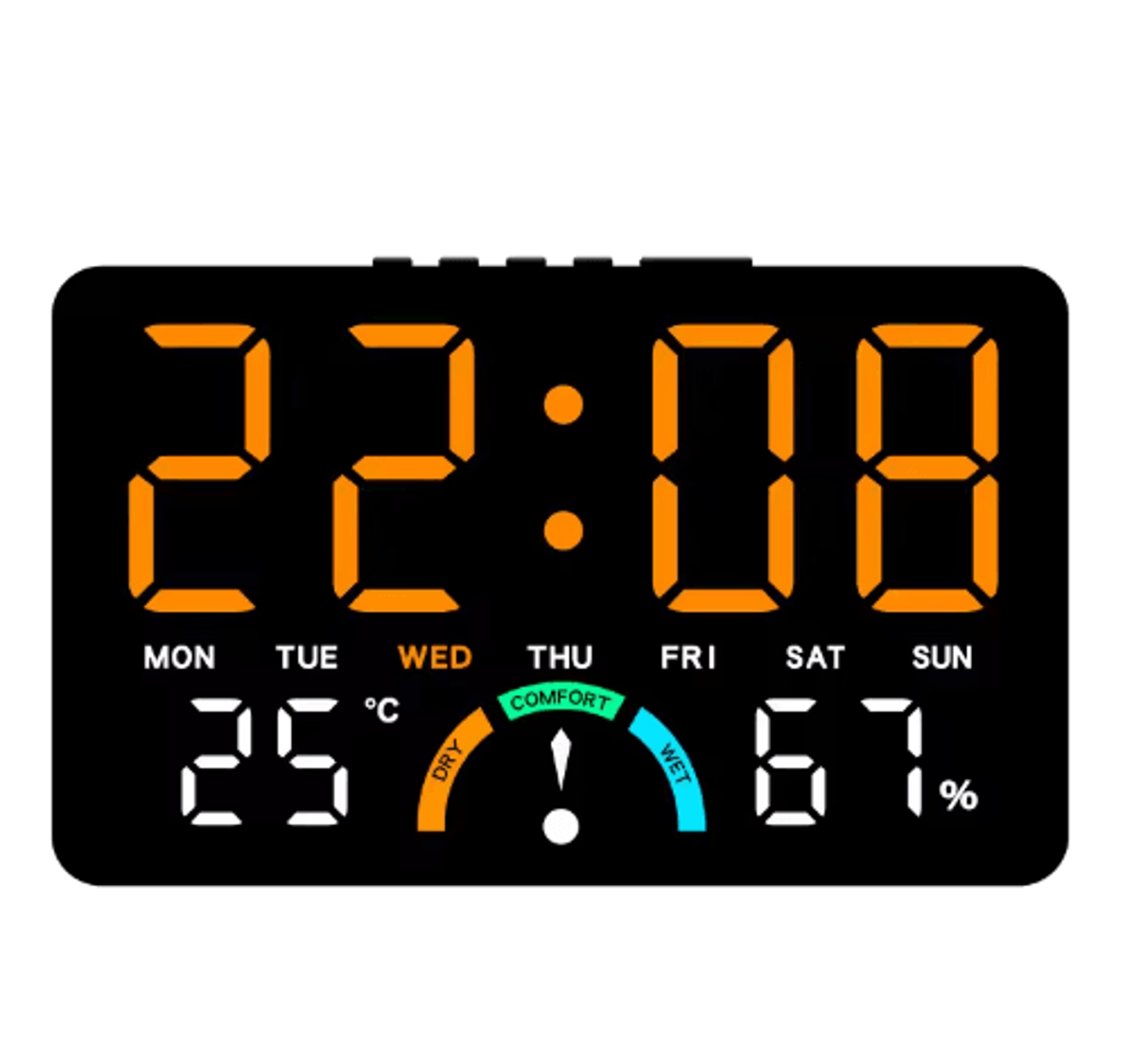 Digital LED Alarm Clock  Temperature Humidity  Comfort Level Display 8