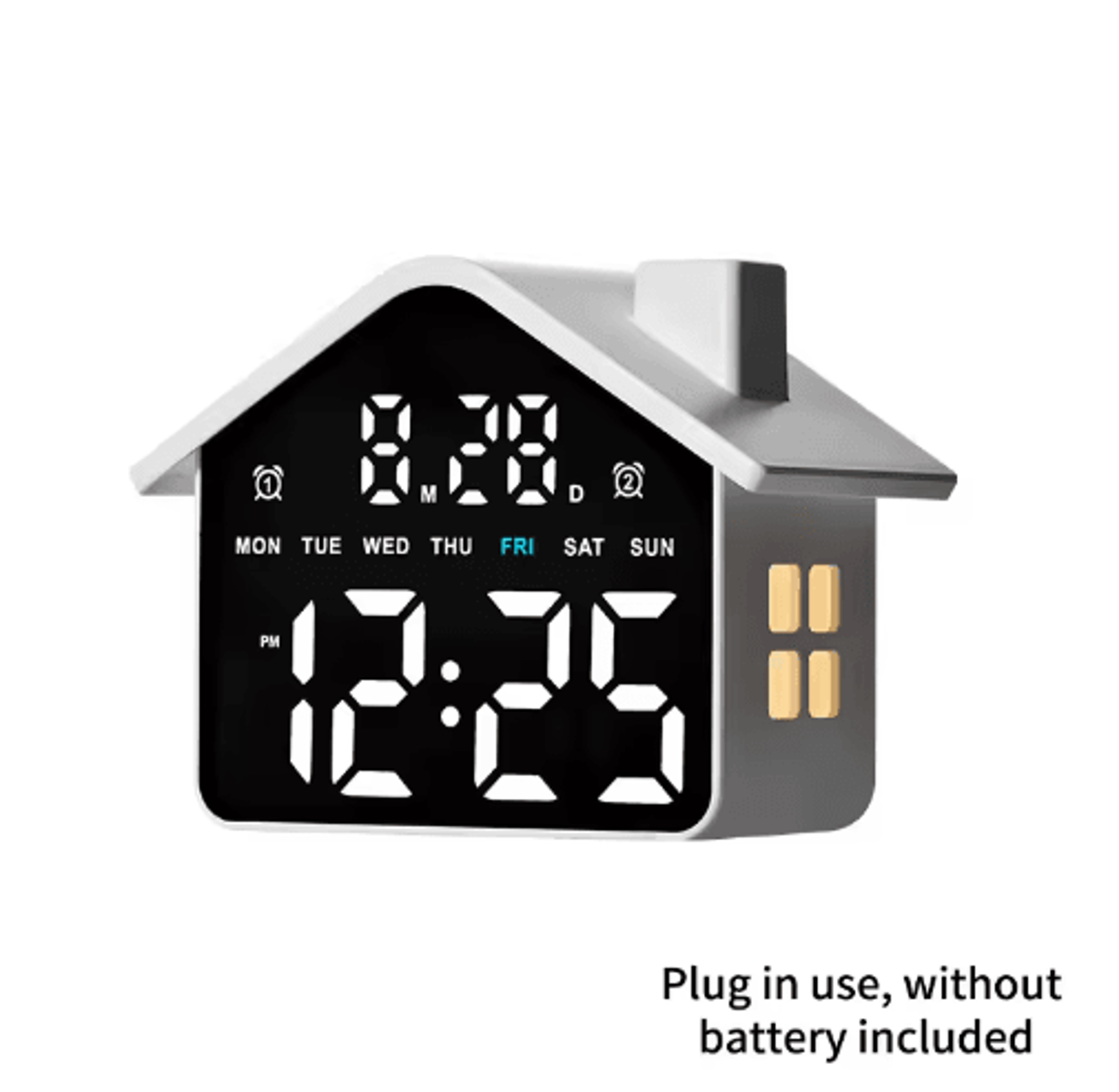 LED HouseShaped Alarm Clock  Night Light With Date  Week Display 4