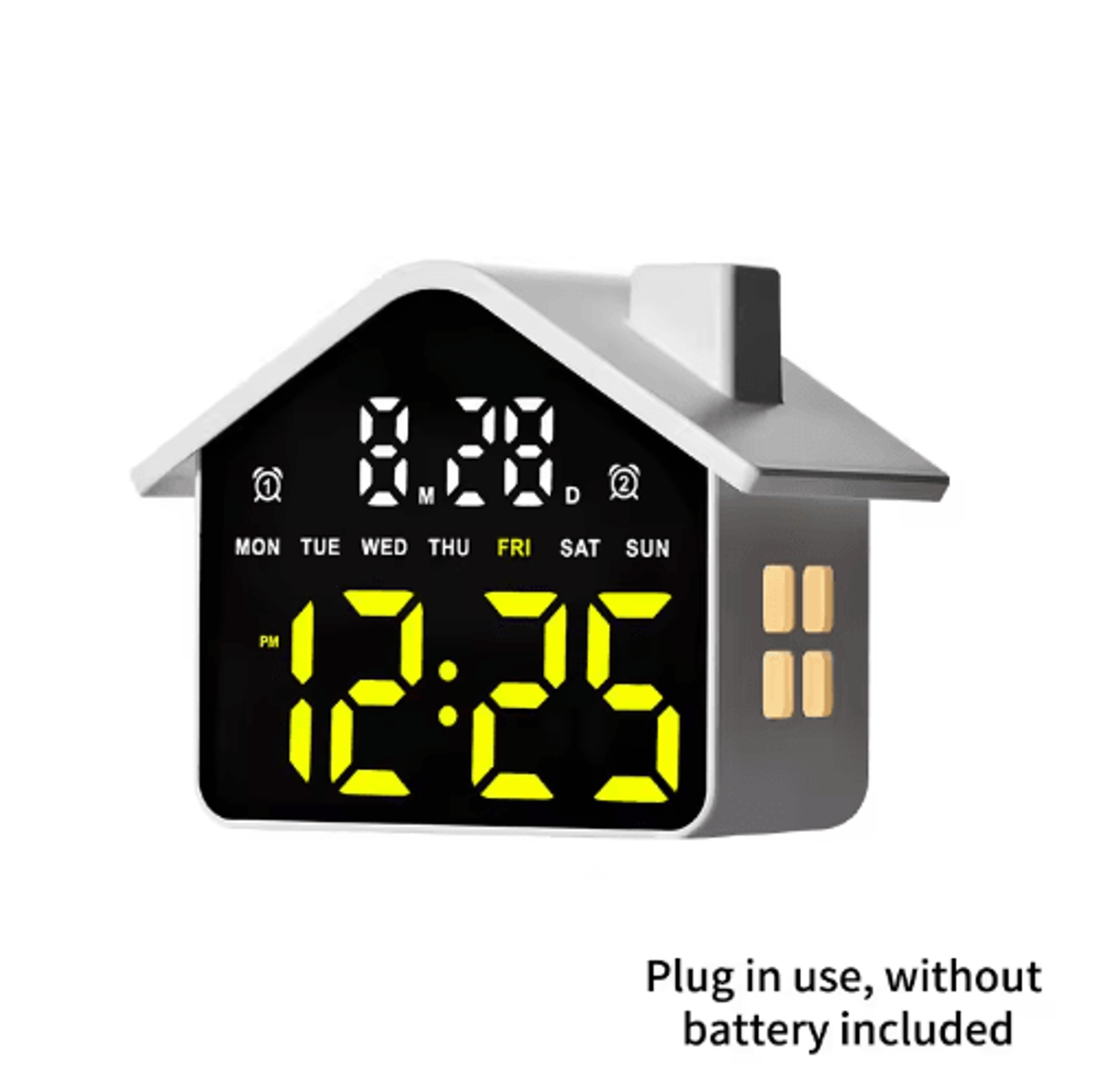LED HouseShaped Alarm Clock  Night Light With Date  Week Display 13