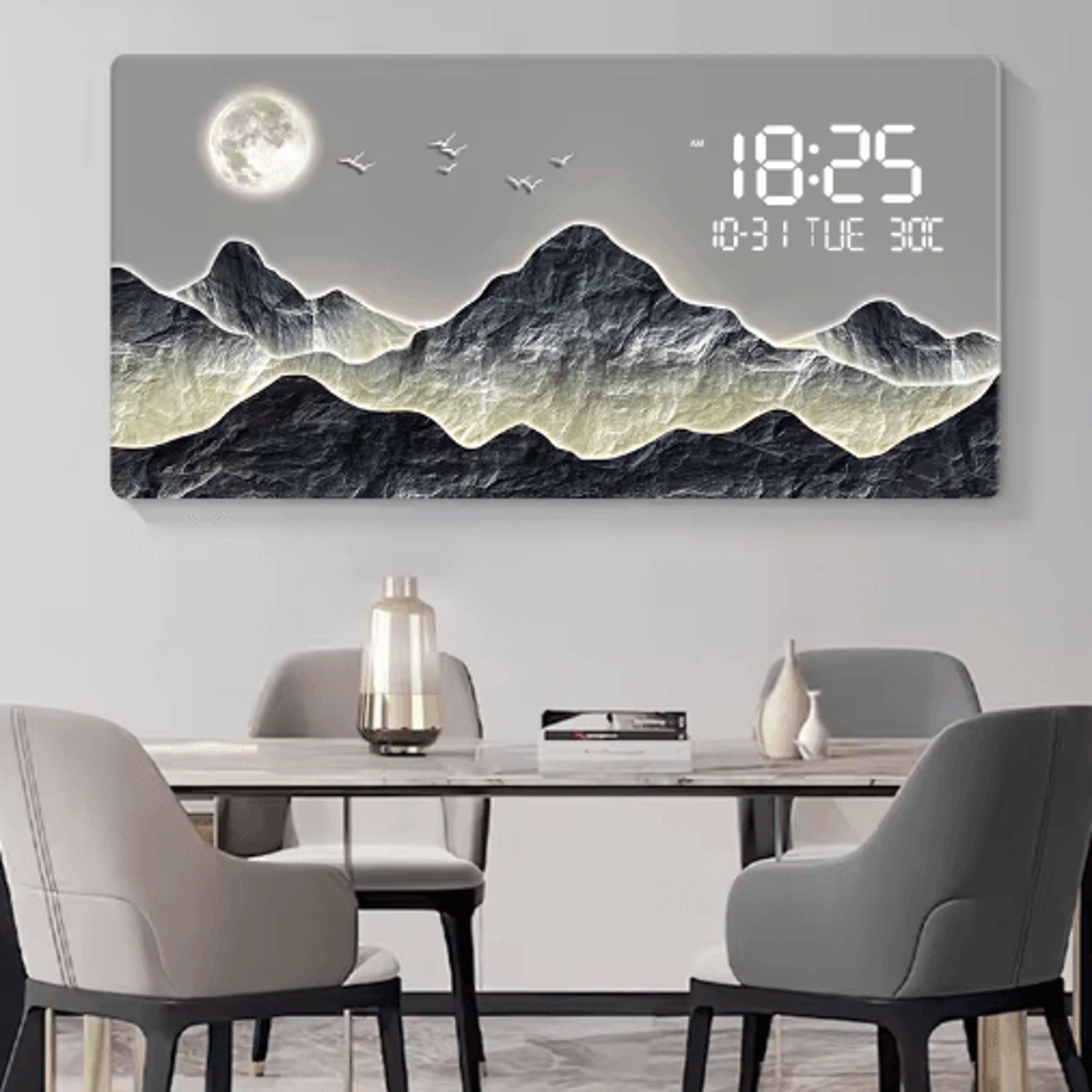 Mountain Landscape Quartz Wall Clock  Luxury Mountains  Rivers Art Decor 8