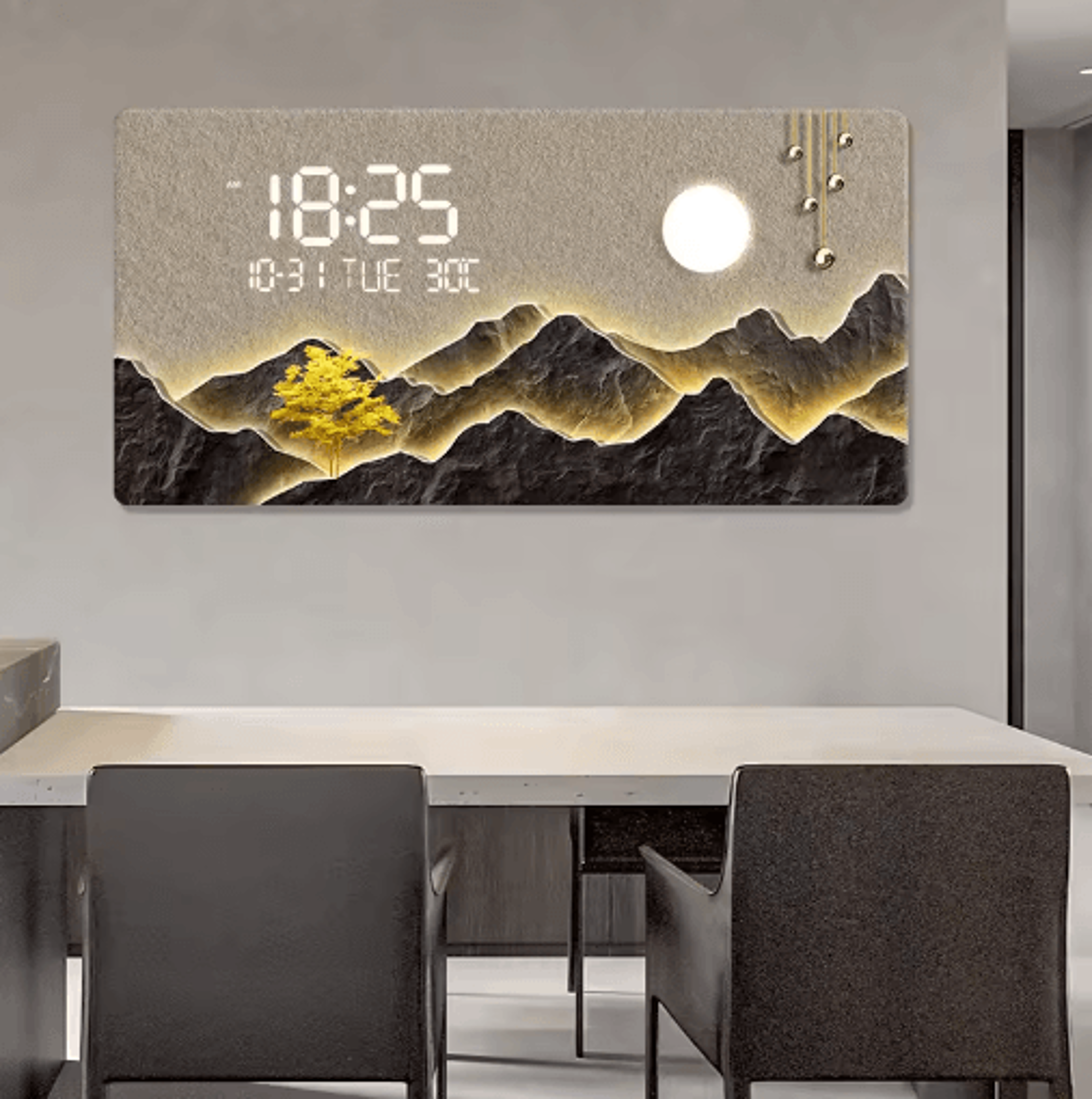 Mountain Landscape Quartz Wall Clock  Luxury Mountains  Rivers Art Decor 0