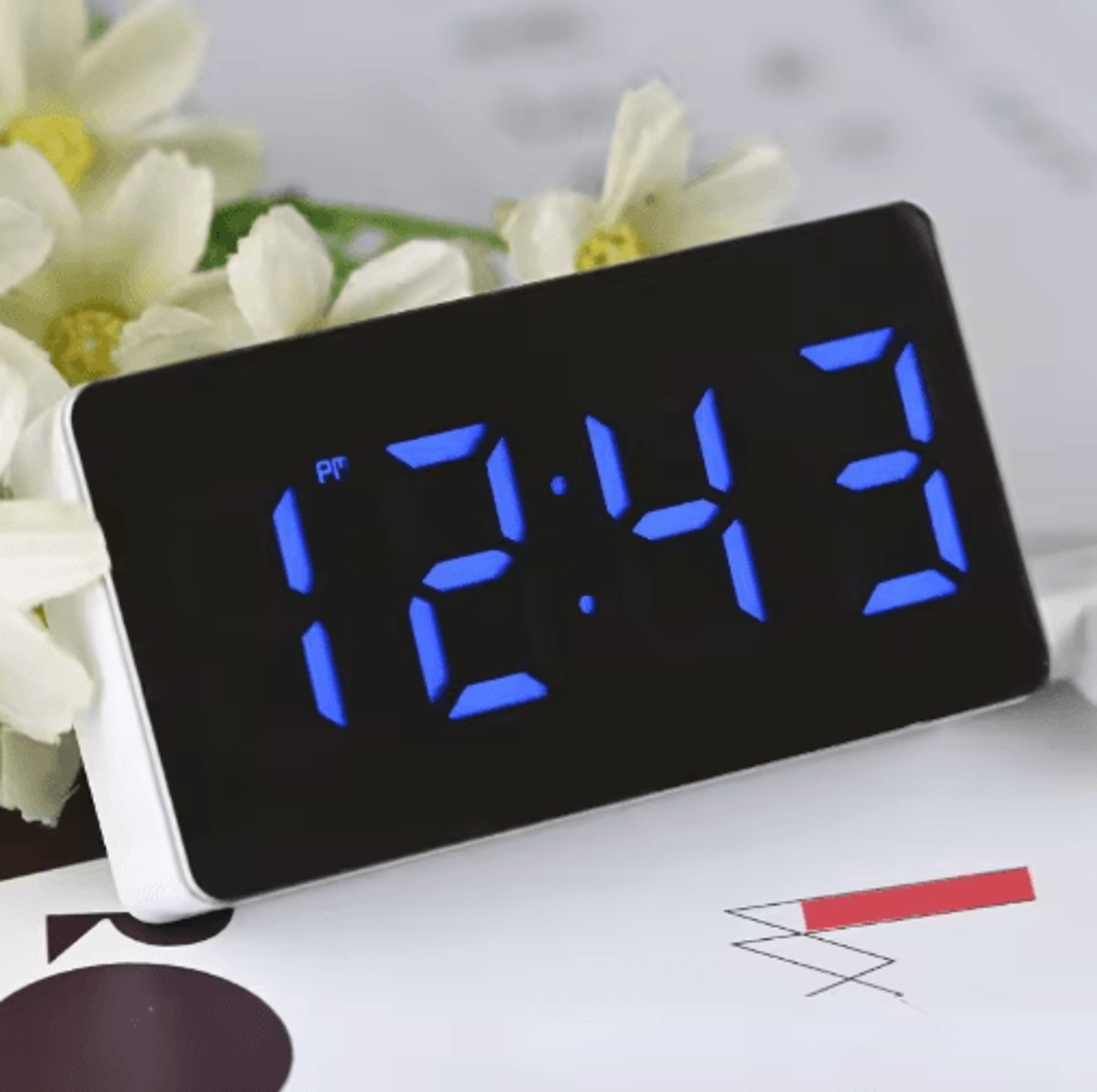 Mirror Digital Alarm Clock  Snooze  LED Night Light Table Clock 1