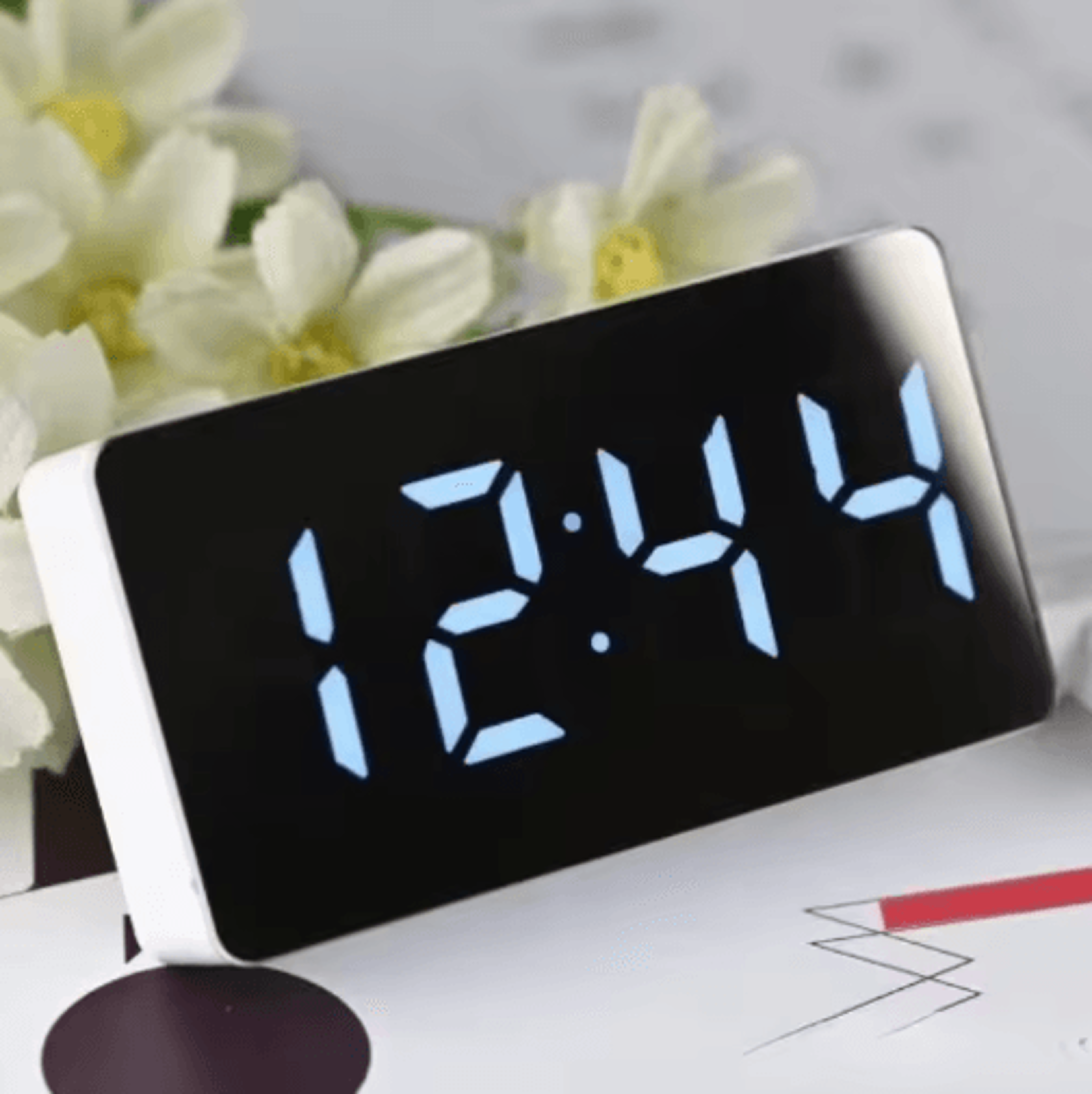 Mirror Digital Alarm Clock  Snooze  LED Night Light Table Clock 3