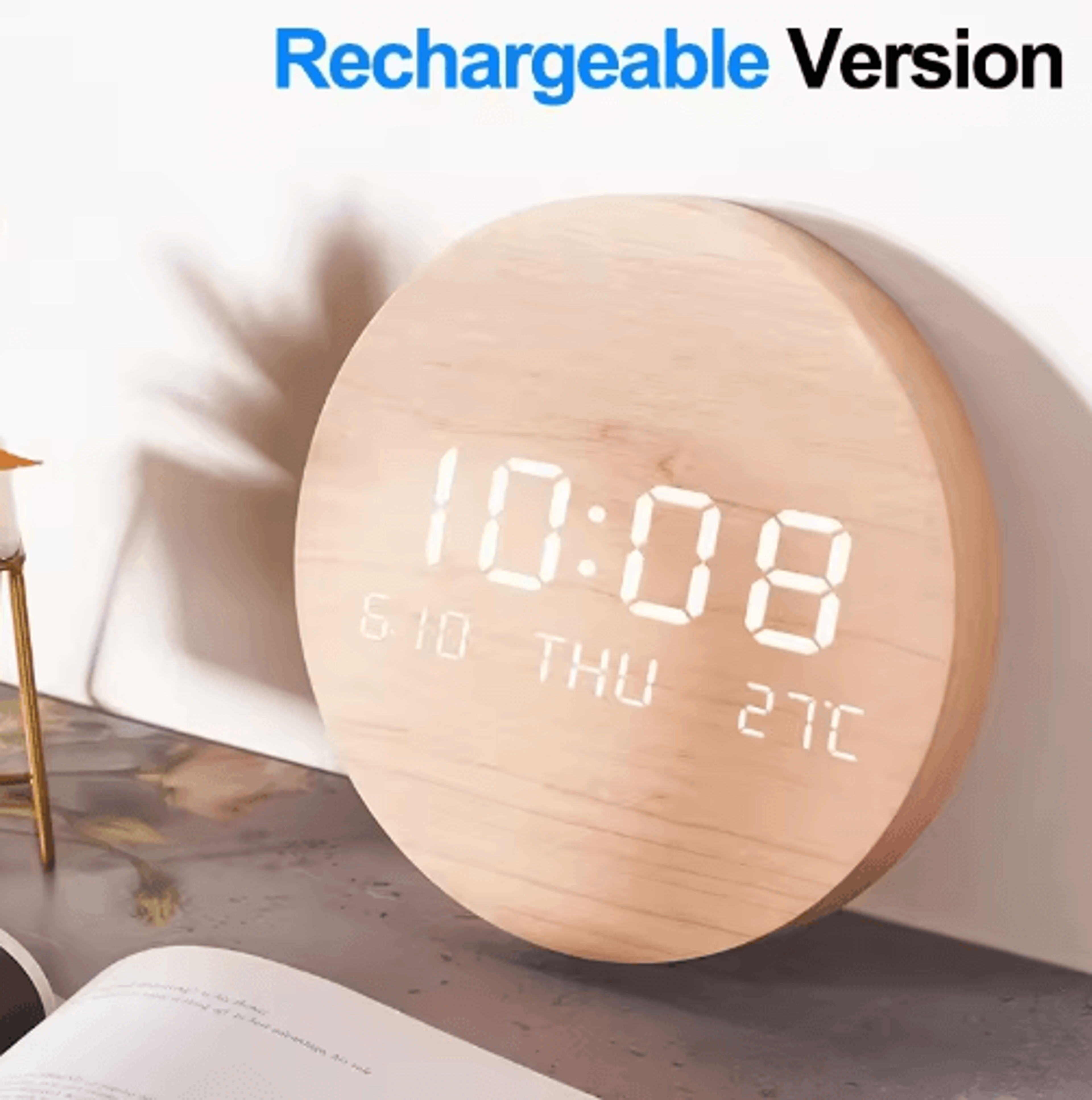 LED Digital Wall Clock Silent Time Date  Temperature Display 2