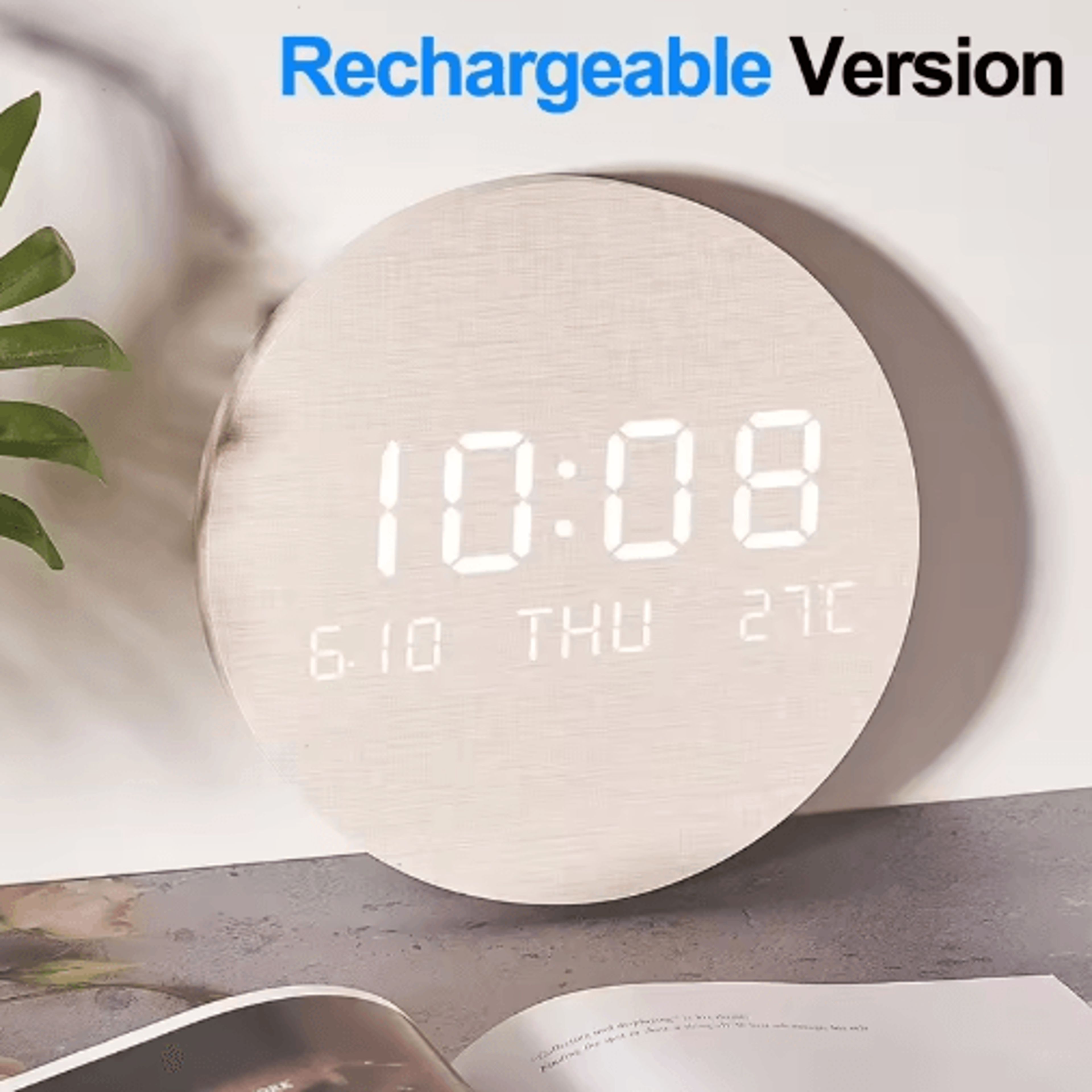 LED Digital Wall Clock Silent Time Date  Temperature Display 3