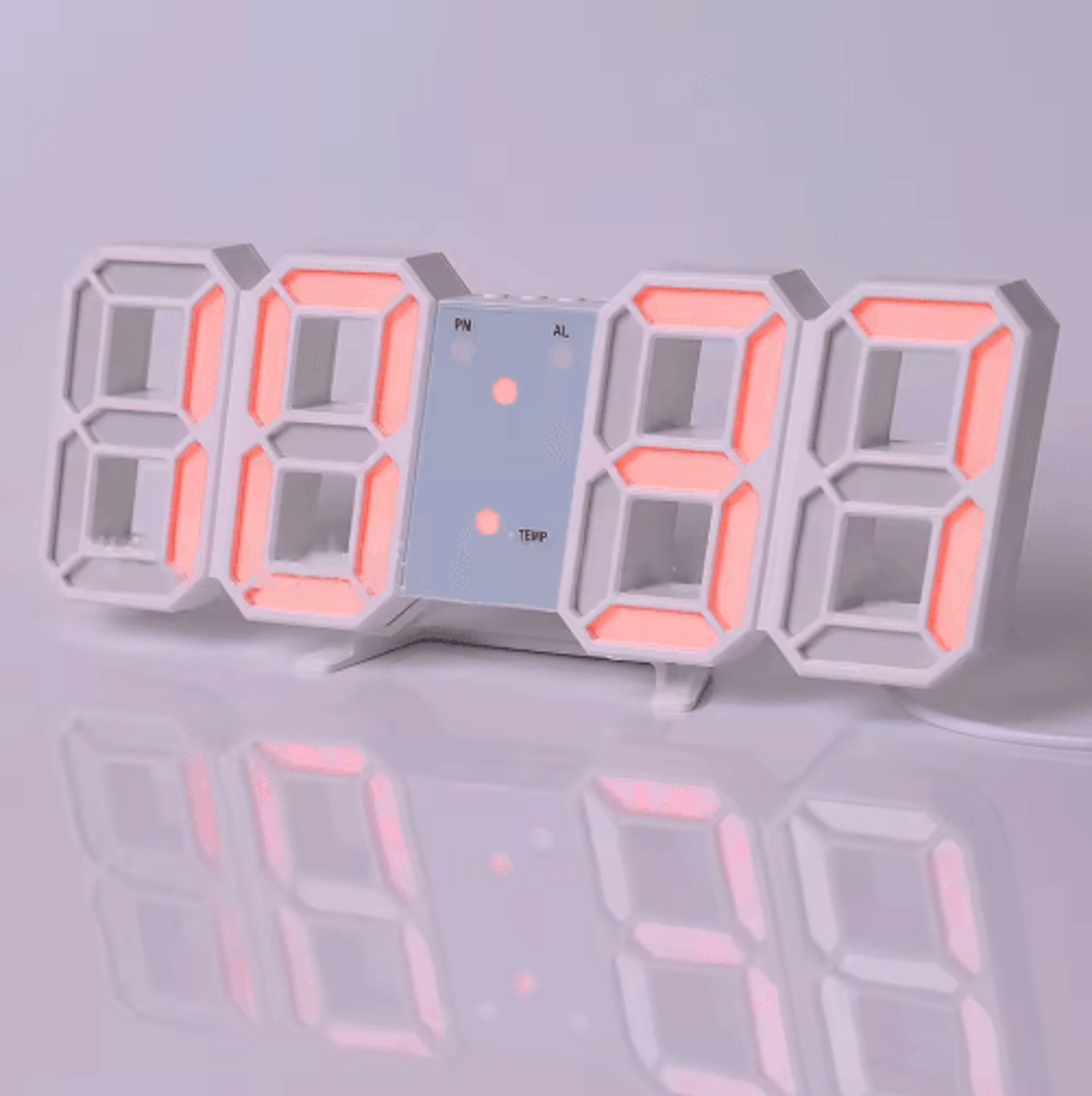 Modern 3D Digital Wall Clock  LED Night Light  Remote Control 1