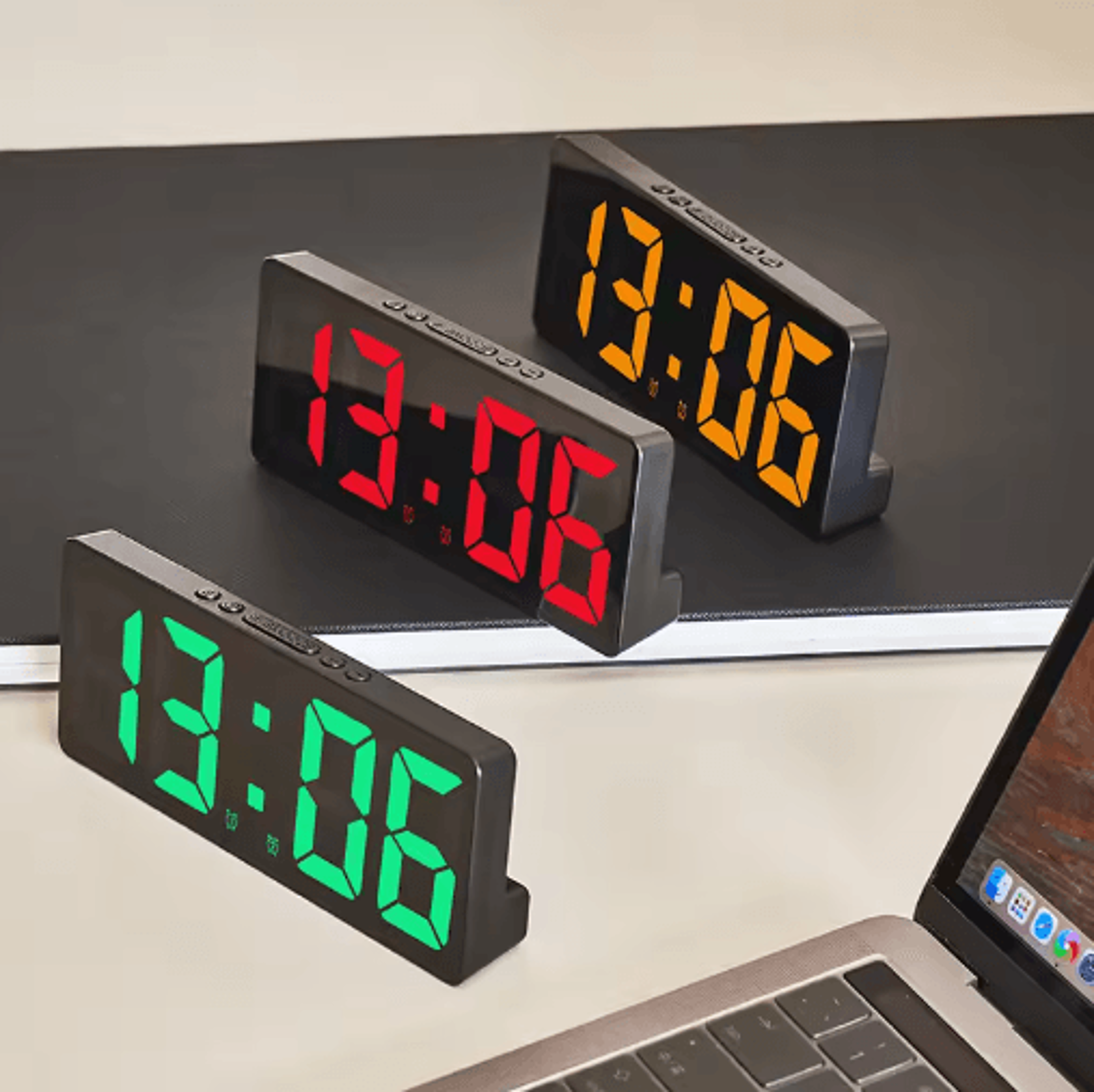 LED Digital Alarm Clock Temperature Display  Adjustable Brightness 7