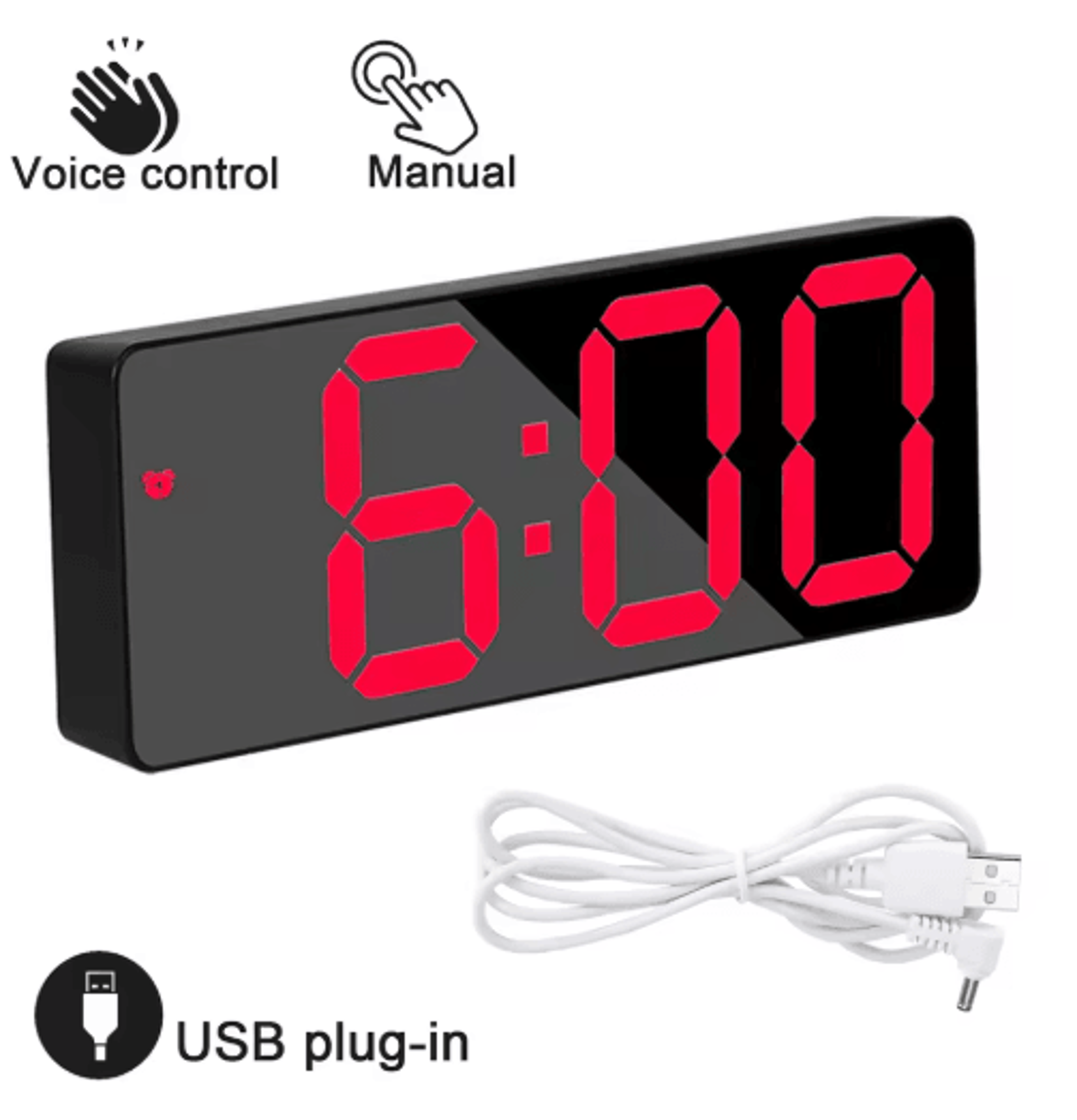 LED Digital Alarm Clock Temperature Display  Adjustable Brightness 2