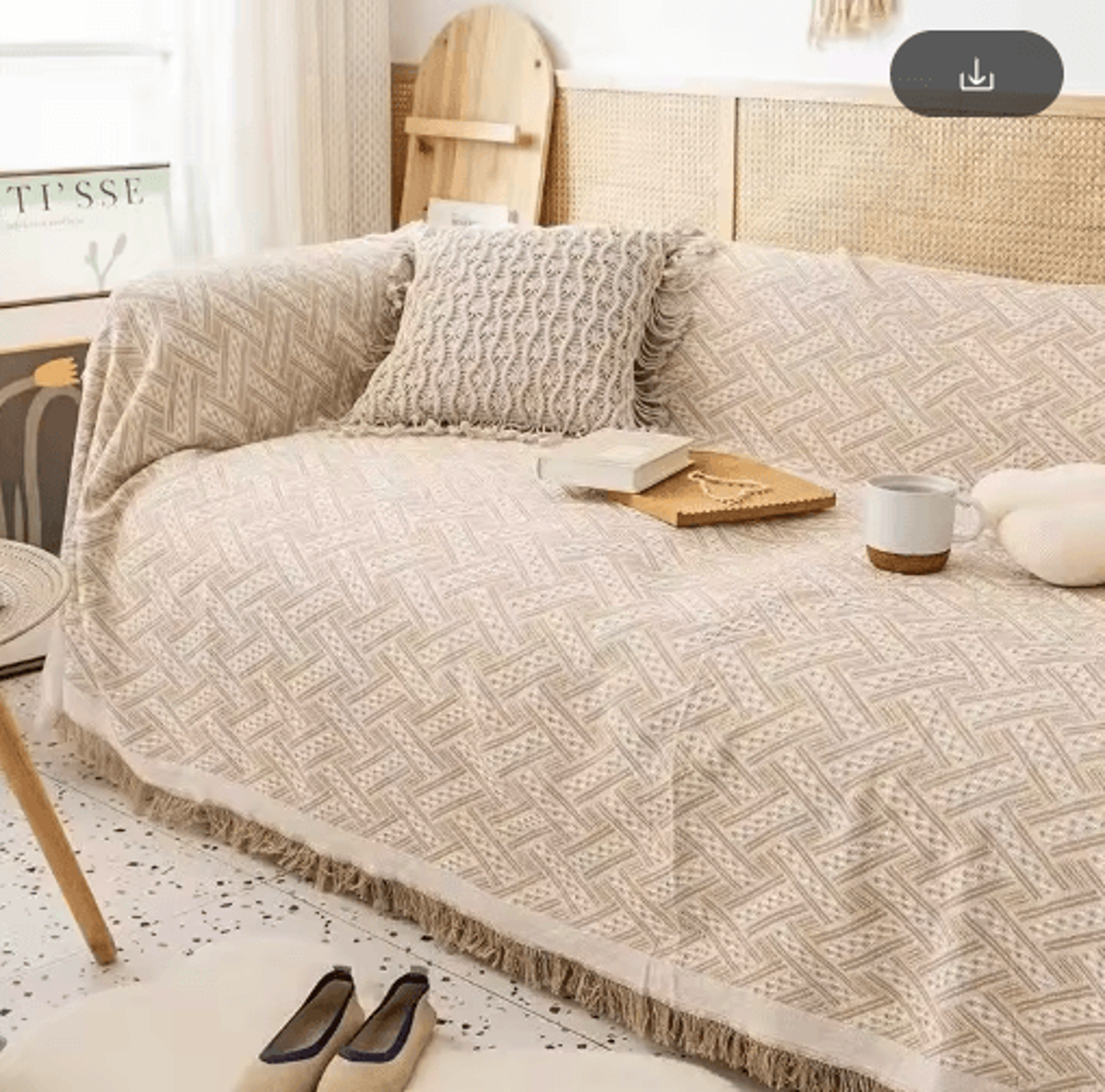 Nordic Cotton Throw Blanket  Tassel Sofa Picnic  Travel Cover 3