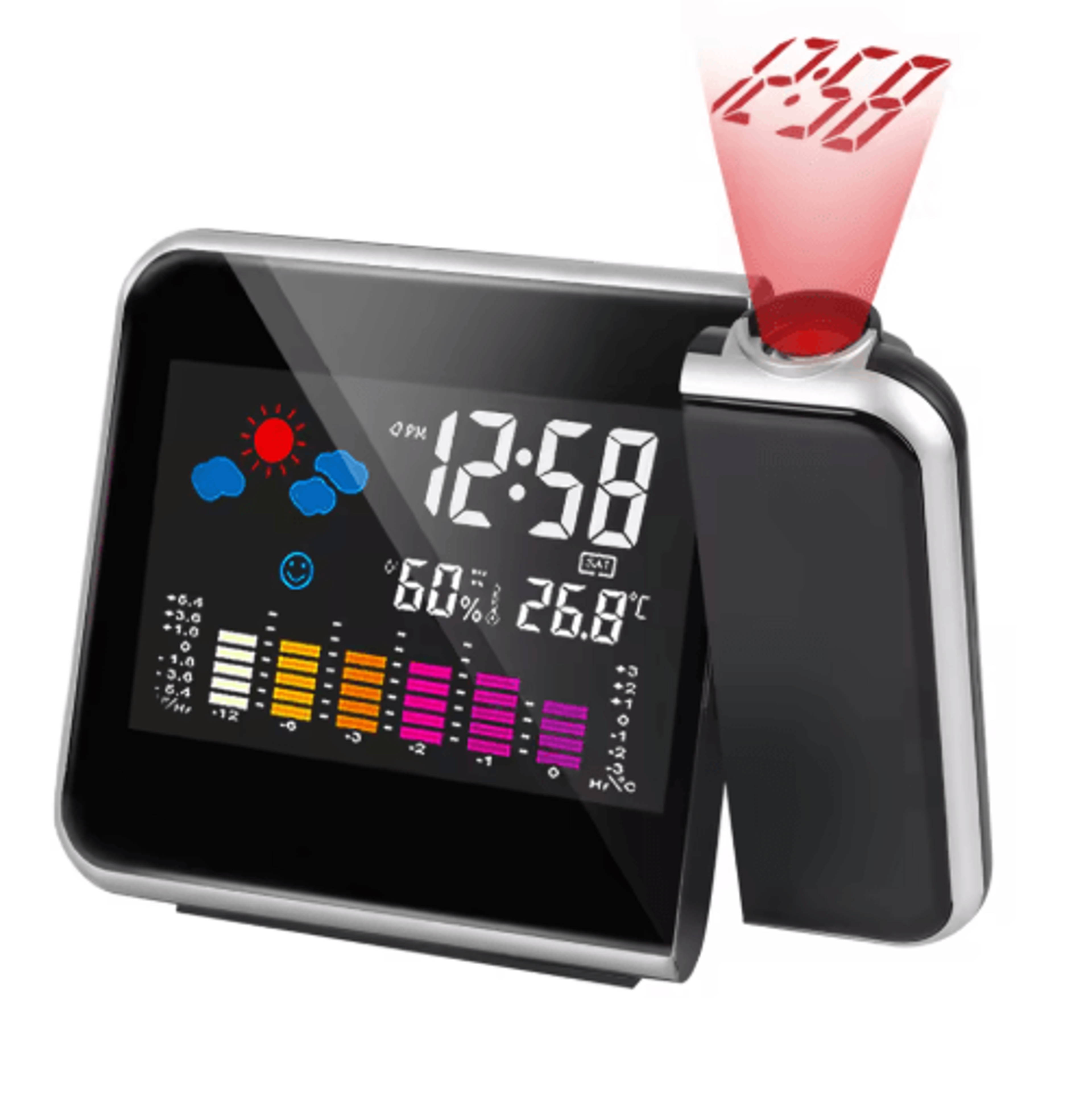 Color Display Projection Alarm Clock  Rotatable Digital Weather Station 2