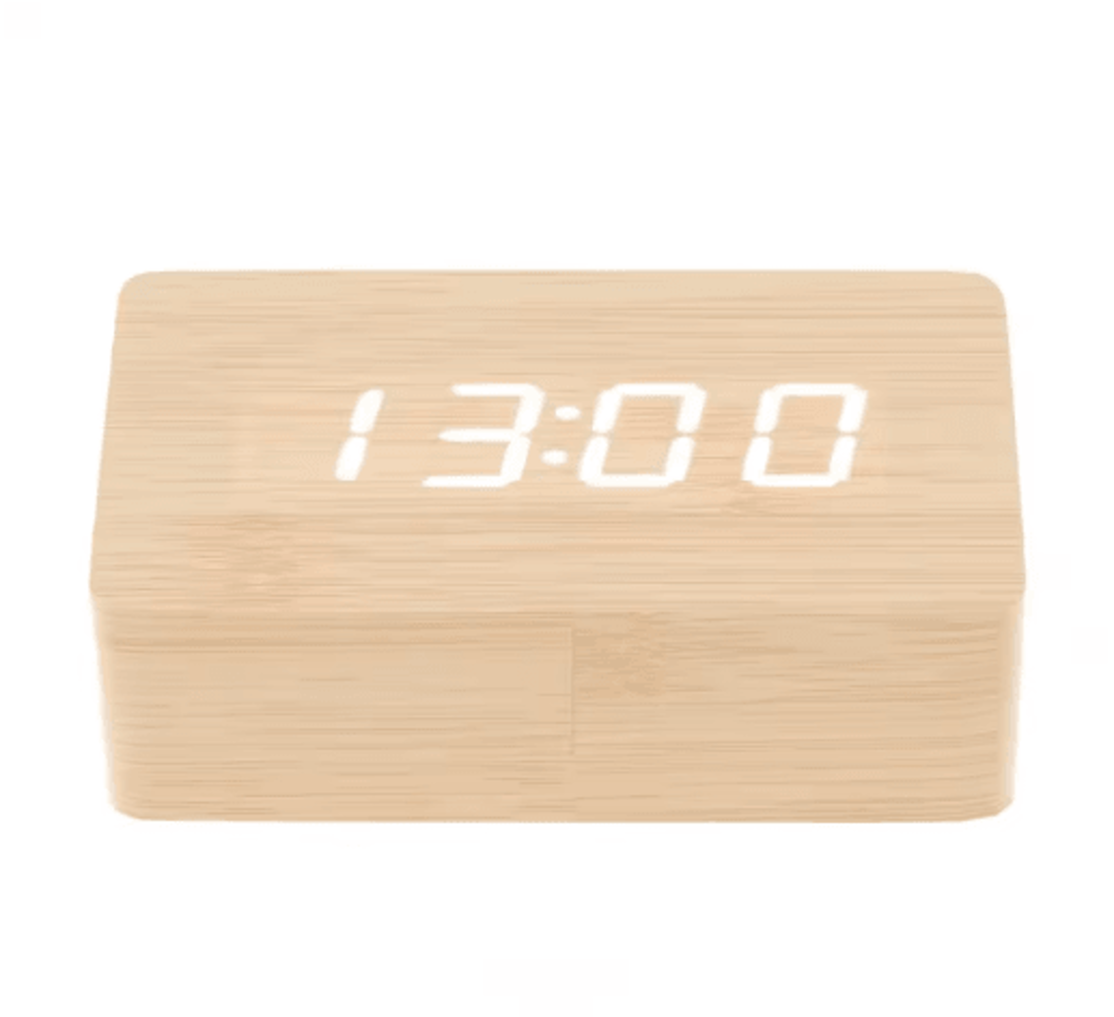 Bamboo LED Digital Alarm Clock  Voice Control Date  Temperature Display 1