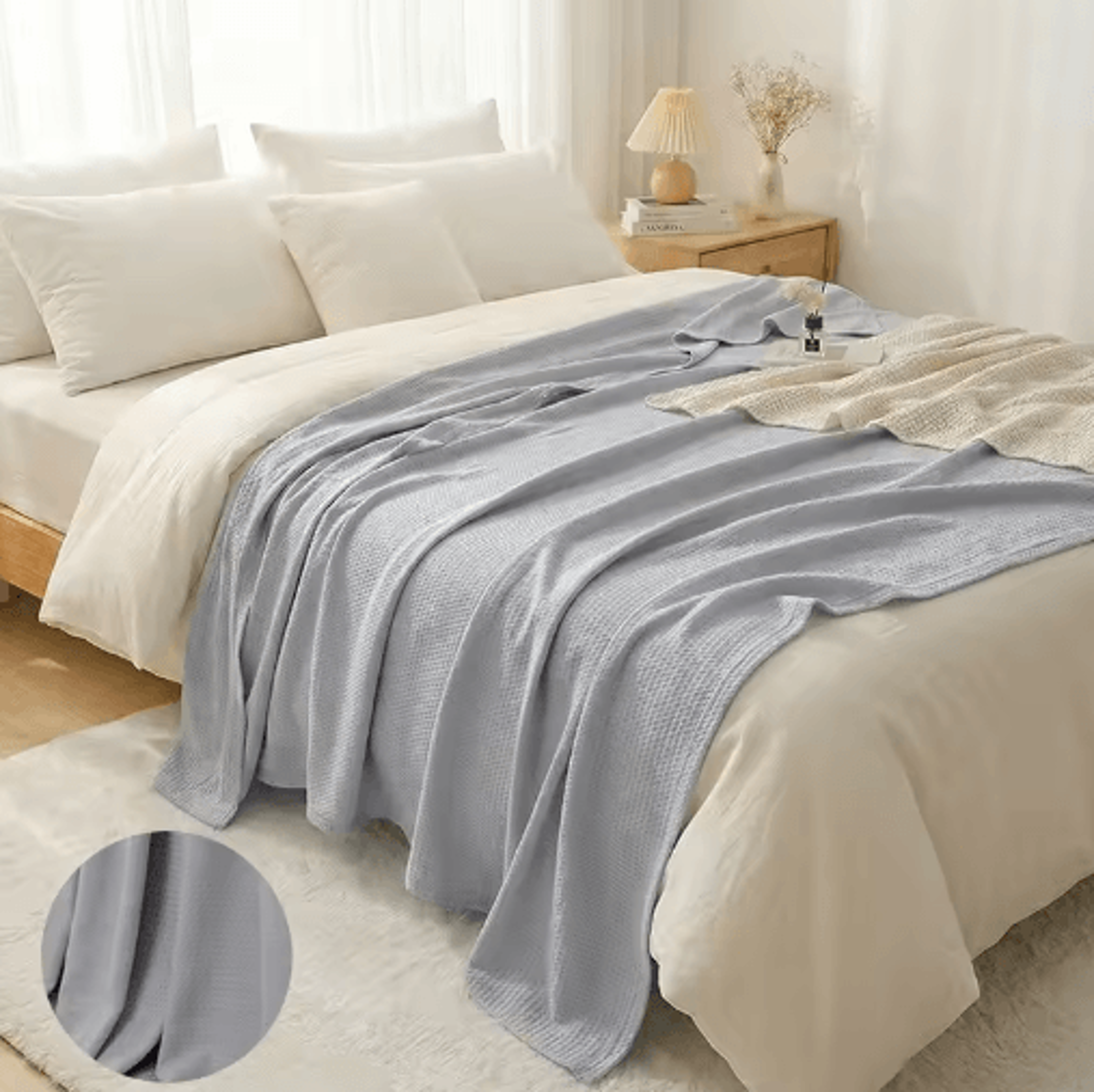 100 Bamboo Fiber Summer Blanket  Lightweight Breathable Cooling Bed  Sofa Throw 6