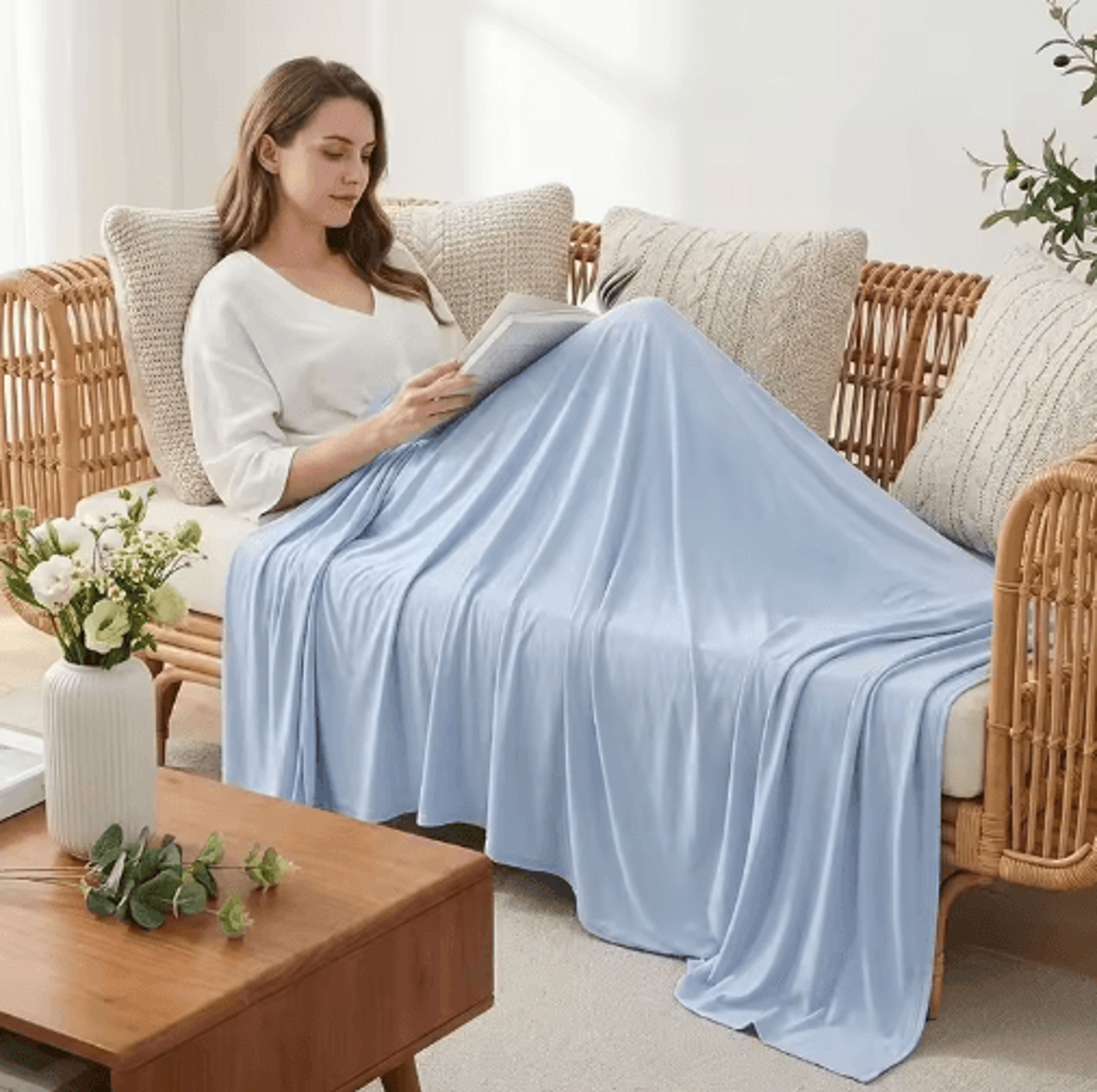 Summer Ice Silk Cooling Blanket  Lightweight Breathable Bed Cover 7