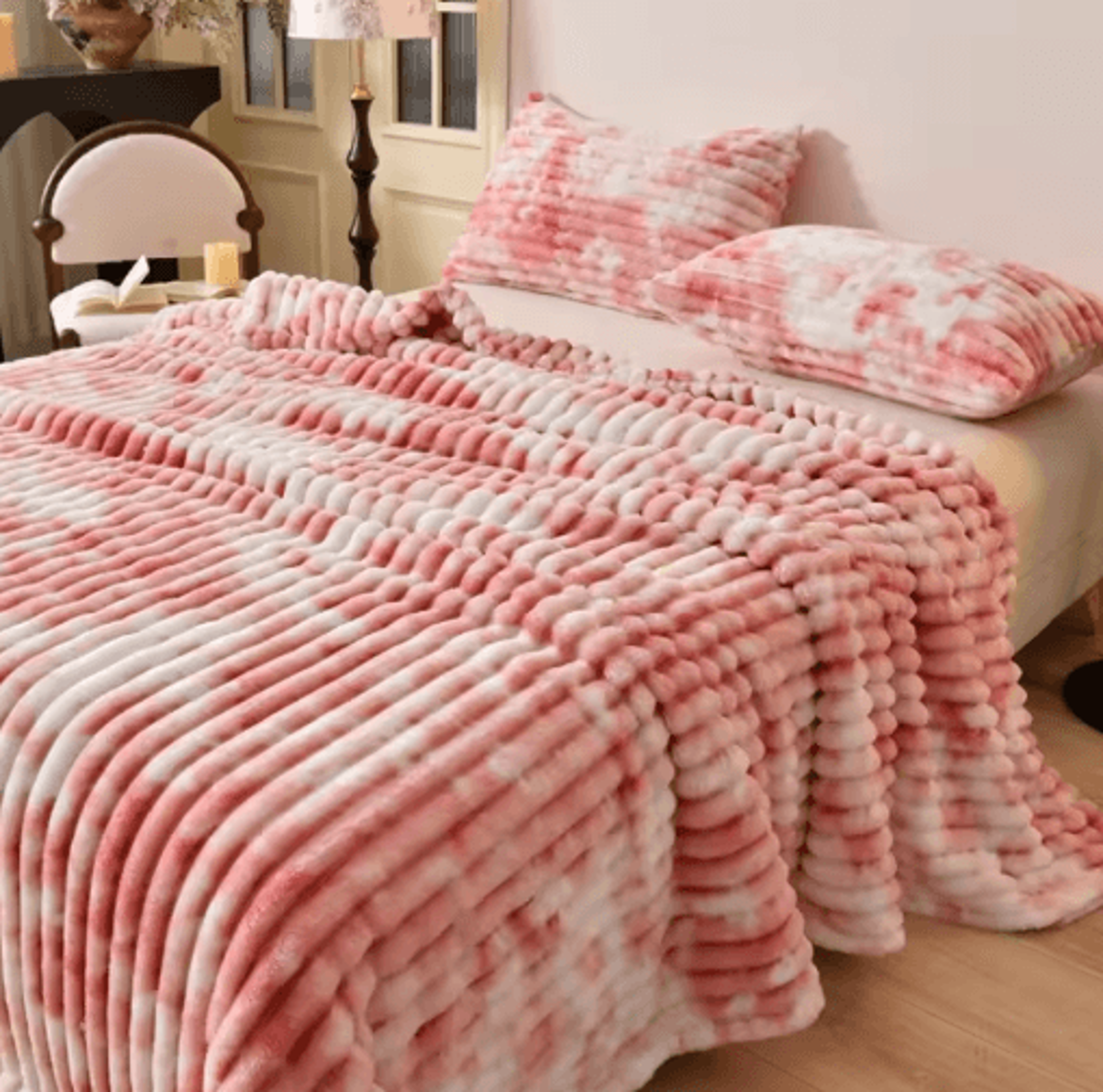 Queen Size Gradient Flannel Blanket  Soft Plush Bed  Sofa Throw 3