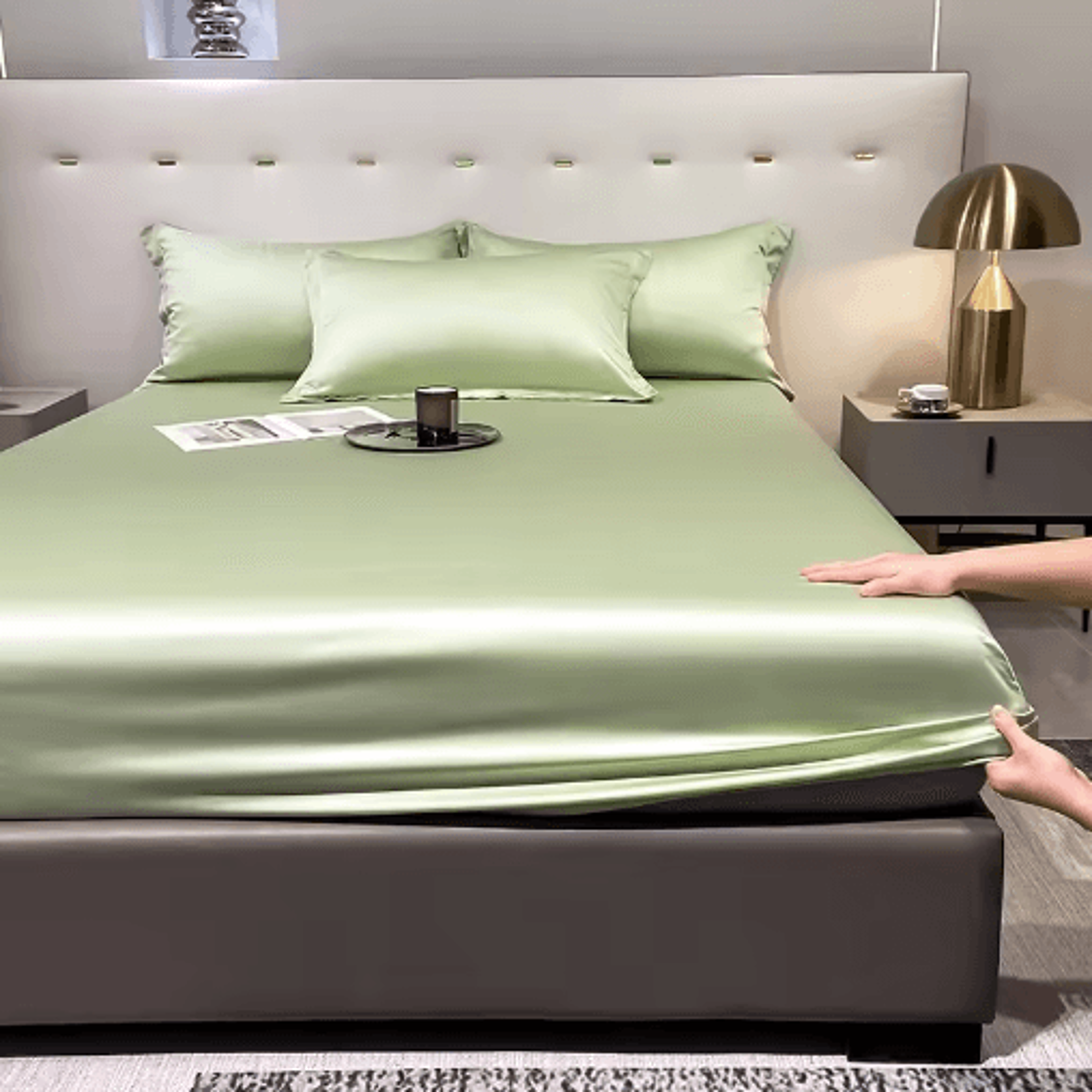 Natural Mulberry Silk Fitted Sheet  Luxury Queen King  Custom Mattress Cover 1