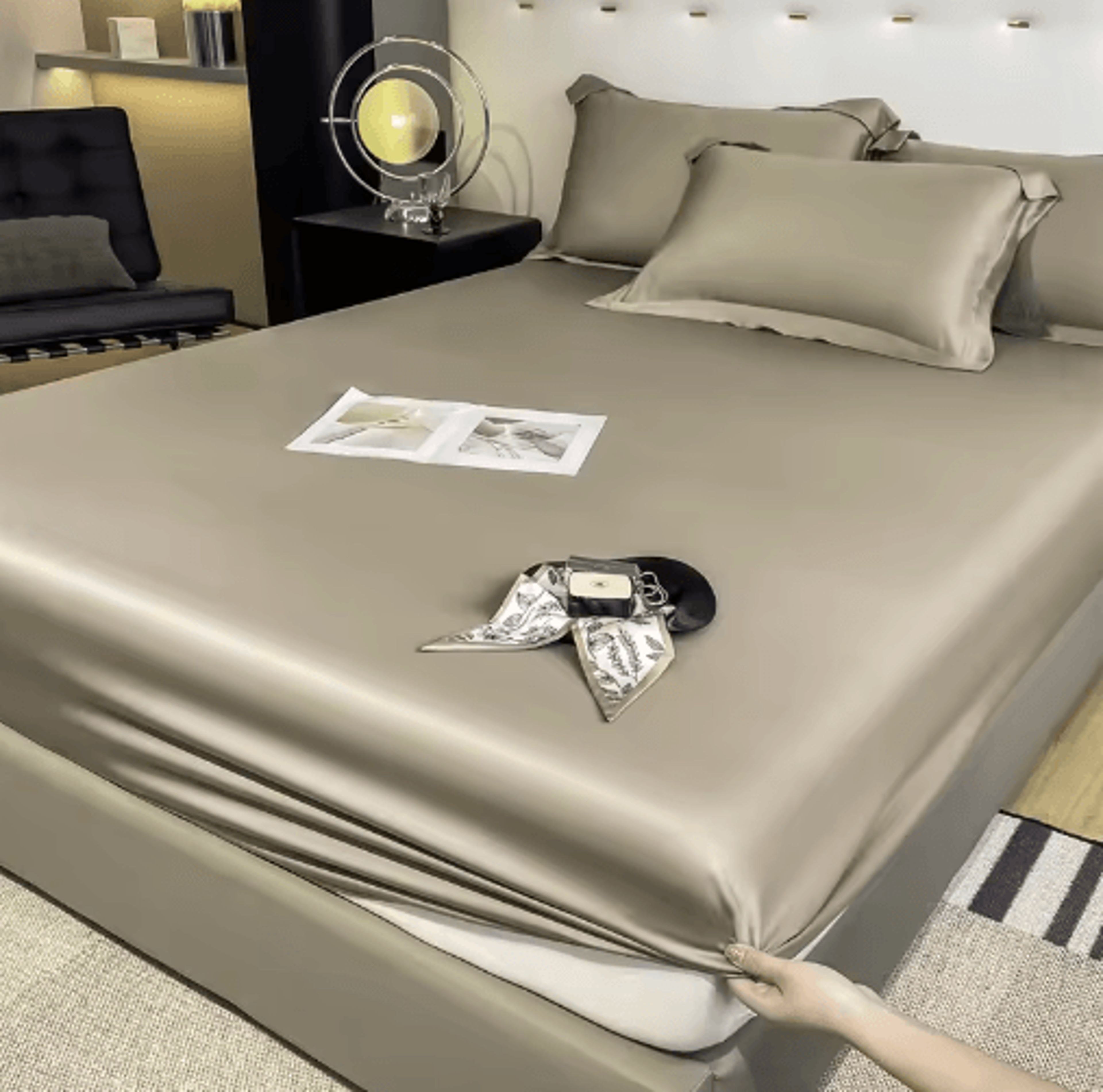 Natural Mulberry Silk Fitted Sheet  Luxury Queen King  Custom Mattress Cover 8
