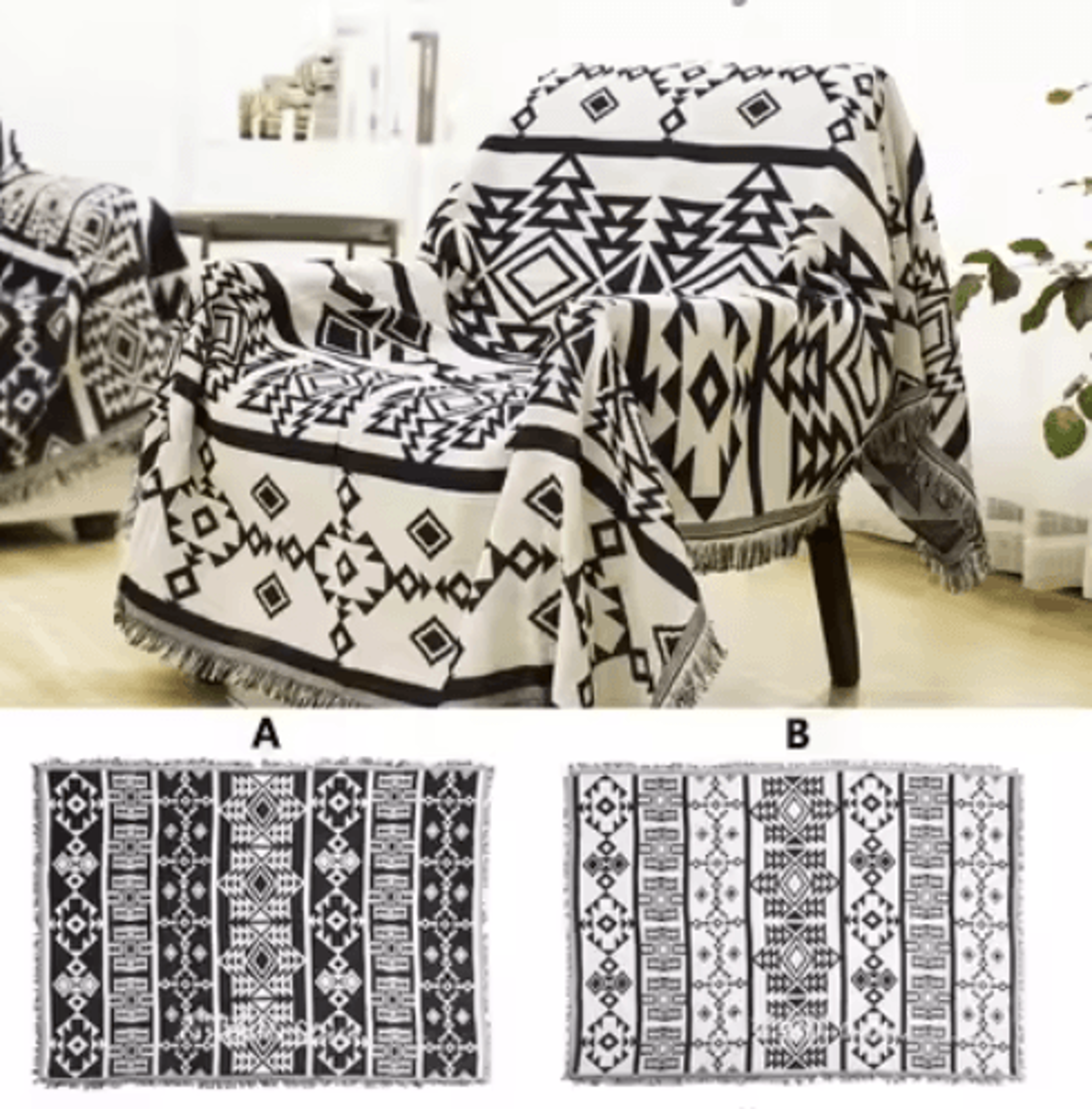 Retro Plaid Cotton Linen Woven Blanket  Thick Boho Sofa  Bed Throw 5