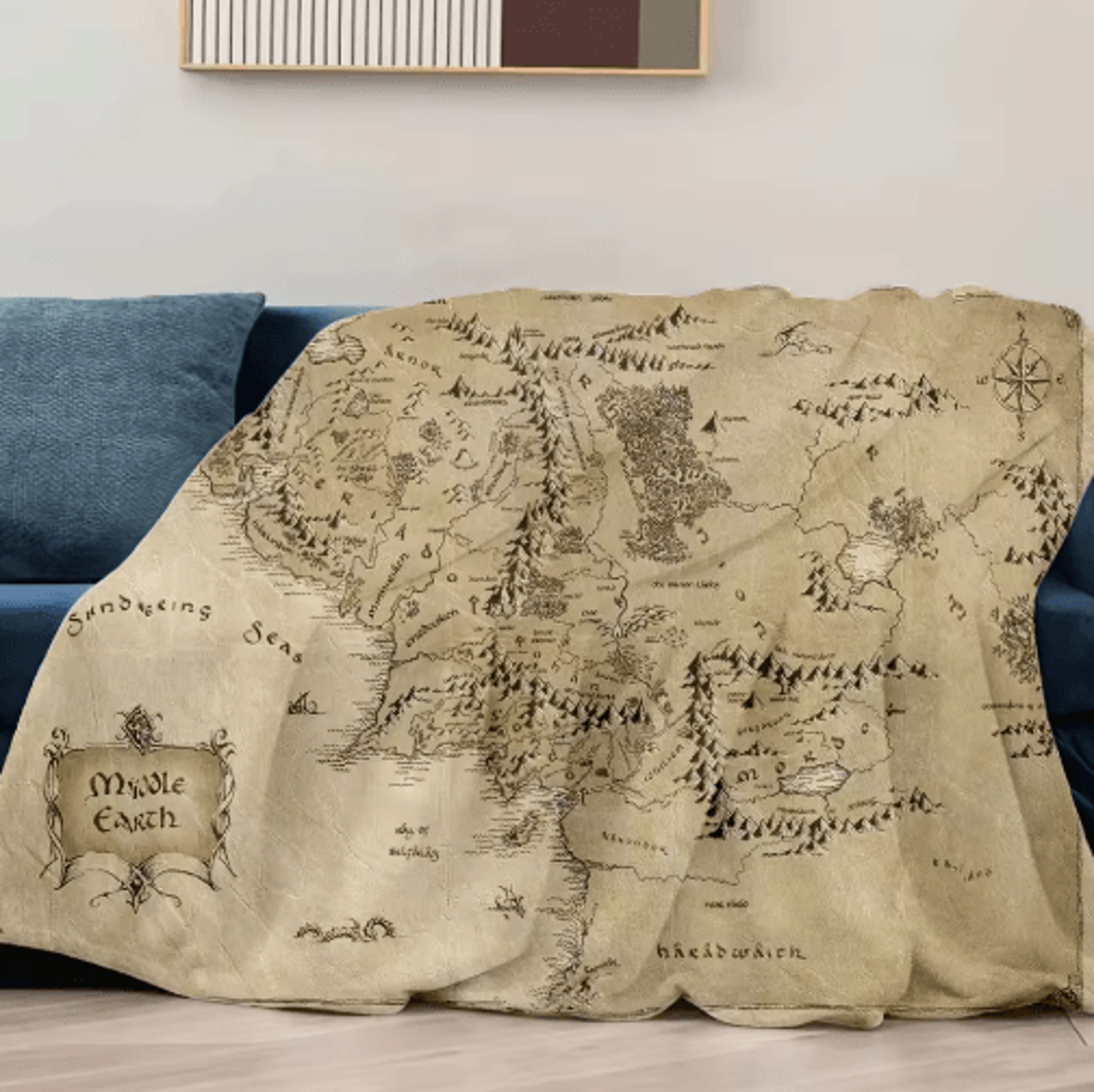 Middle Earth Map Fuzzy Throw Blanket 130 By 150cm Fantasy Movie Sofa  Bed Cover 2