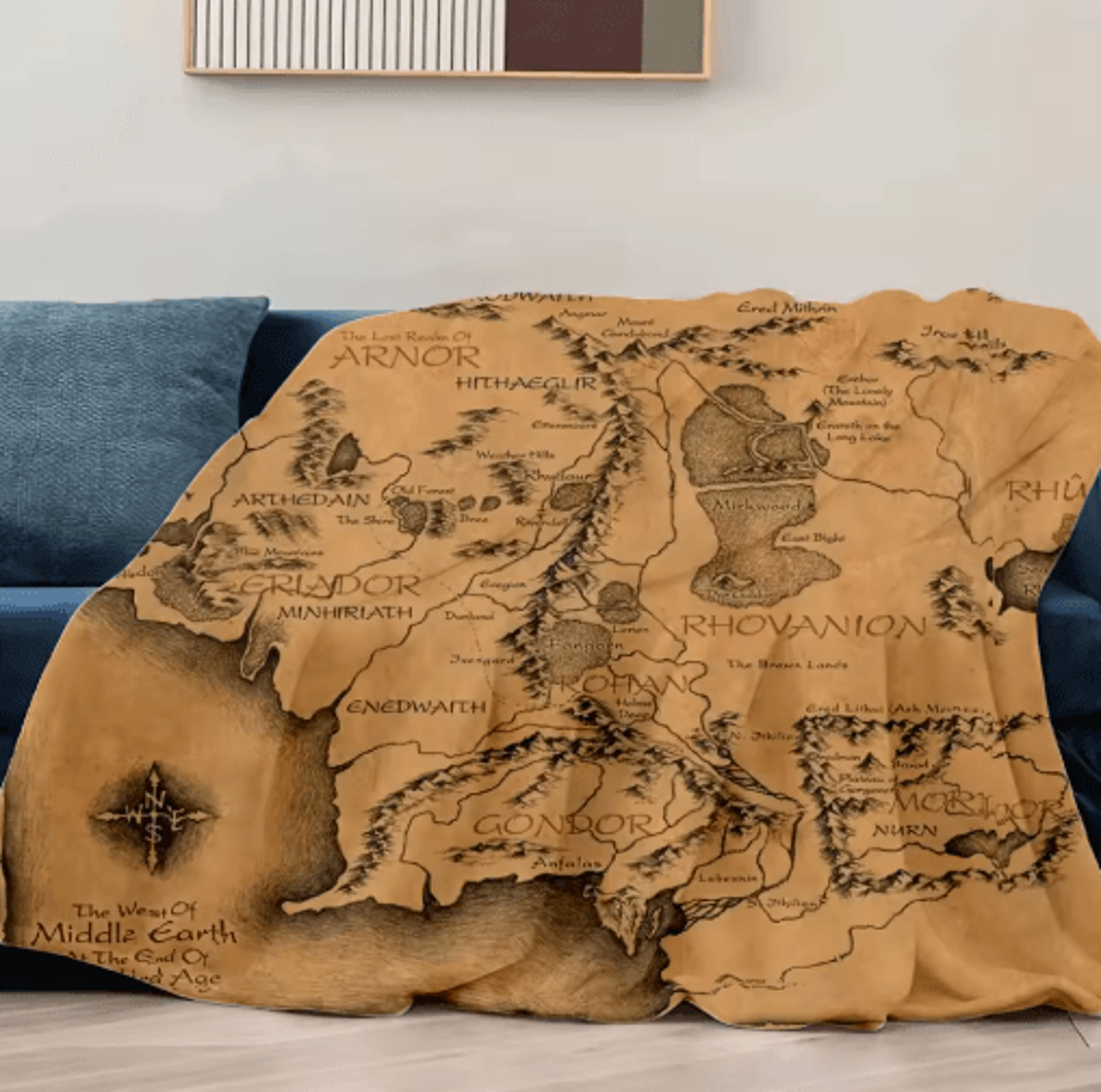 Middle Earth Map Fuzzy Throw Blanket 130 By 150cm Fantasy Movie Sofa  Bed Cover 1