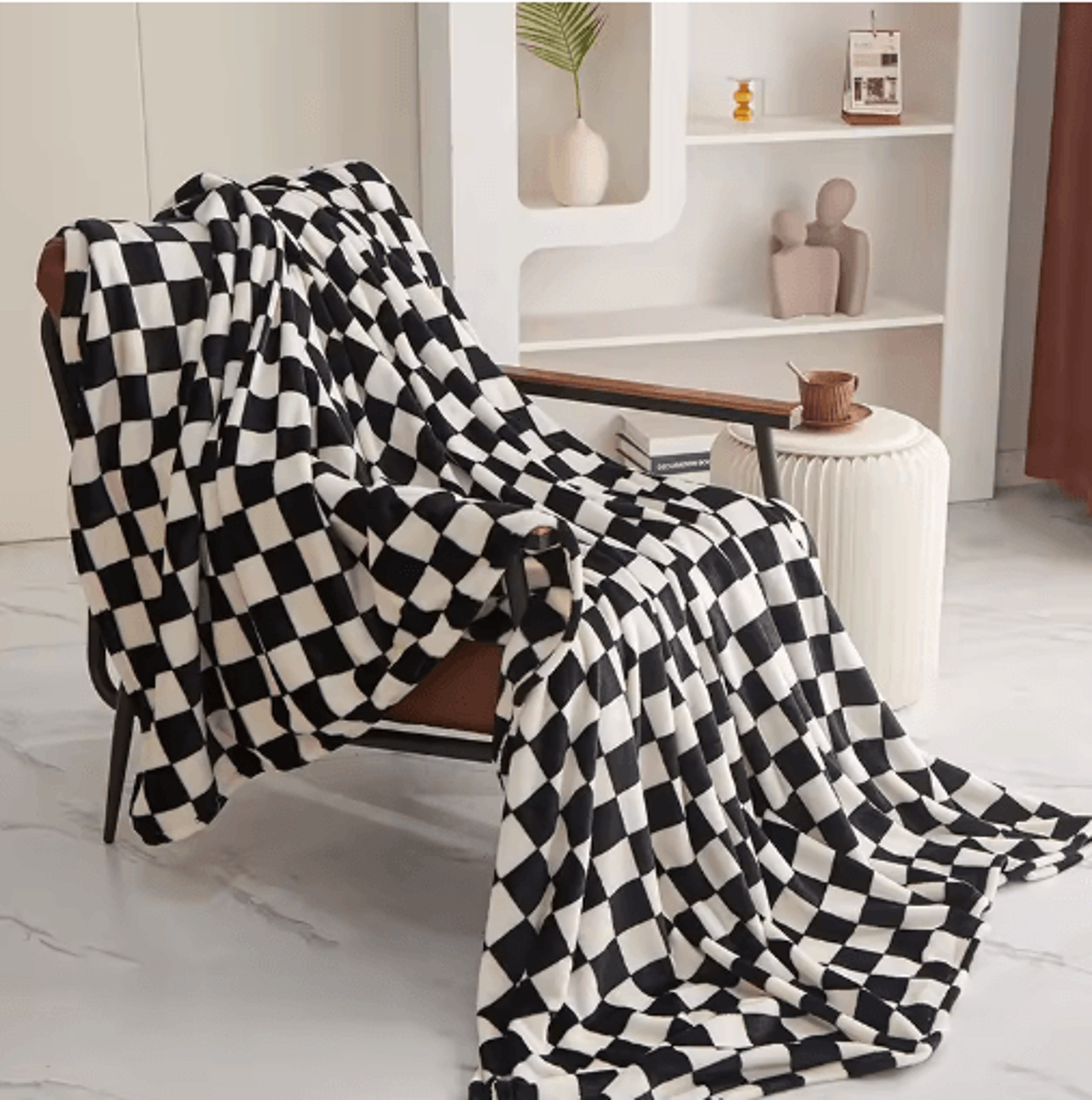Classic Checkerboard Throw Blanket  Lightweight Spring  Summer Sofa Cover 0