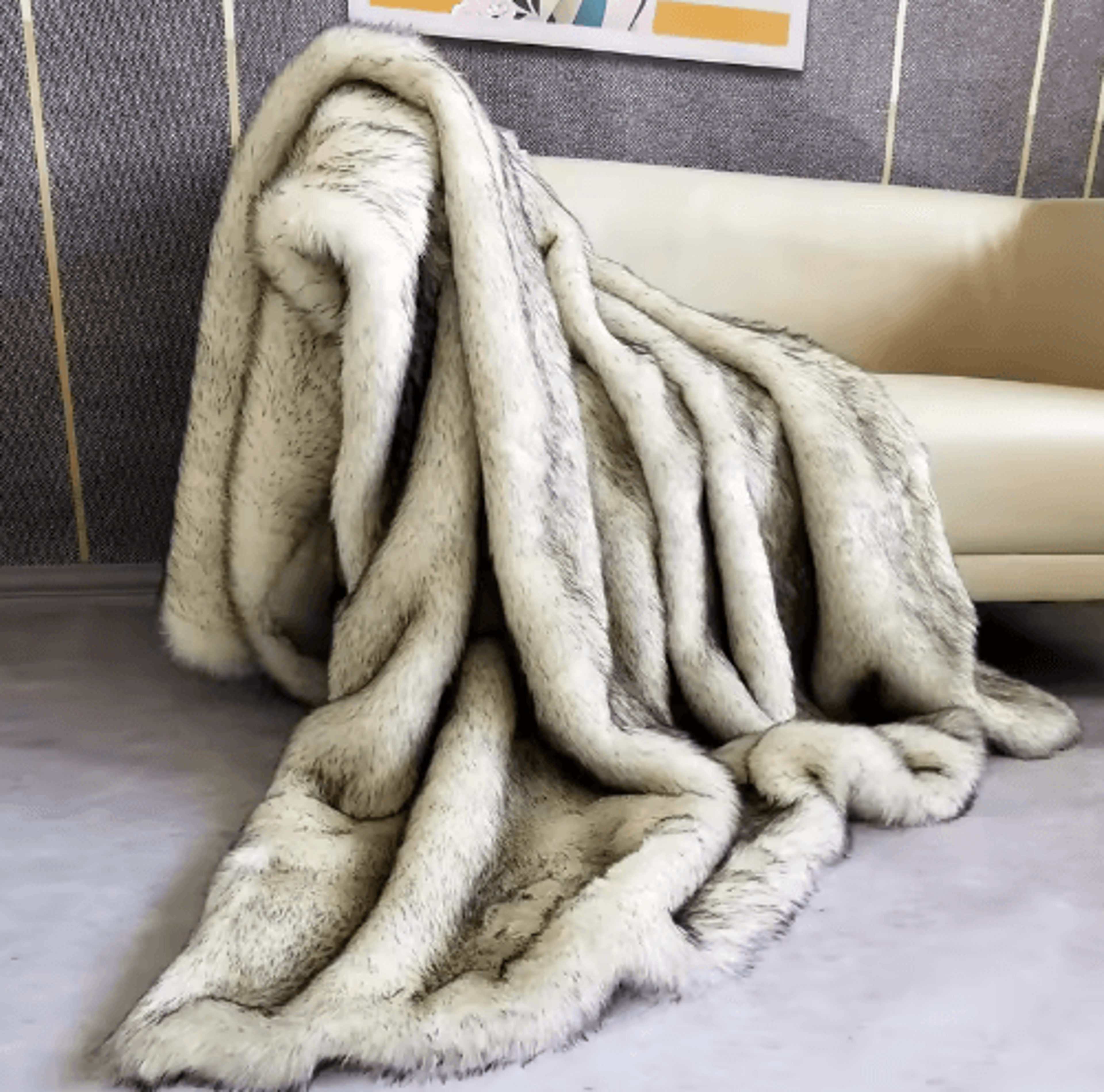 Luxury Faux Fox Fur Blanket  Thick Fluffy Plush Winter Sofa Throw 0