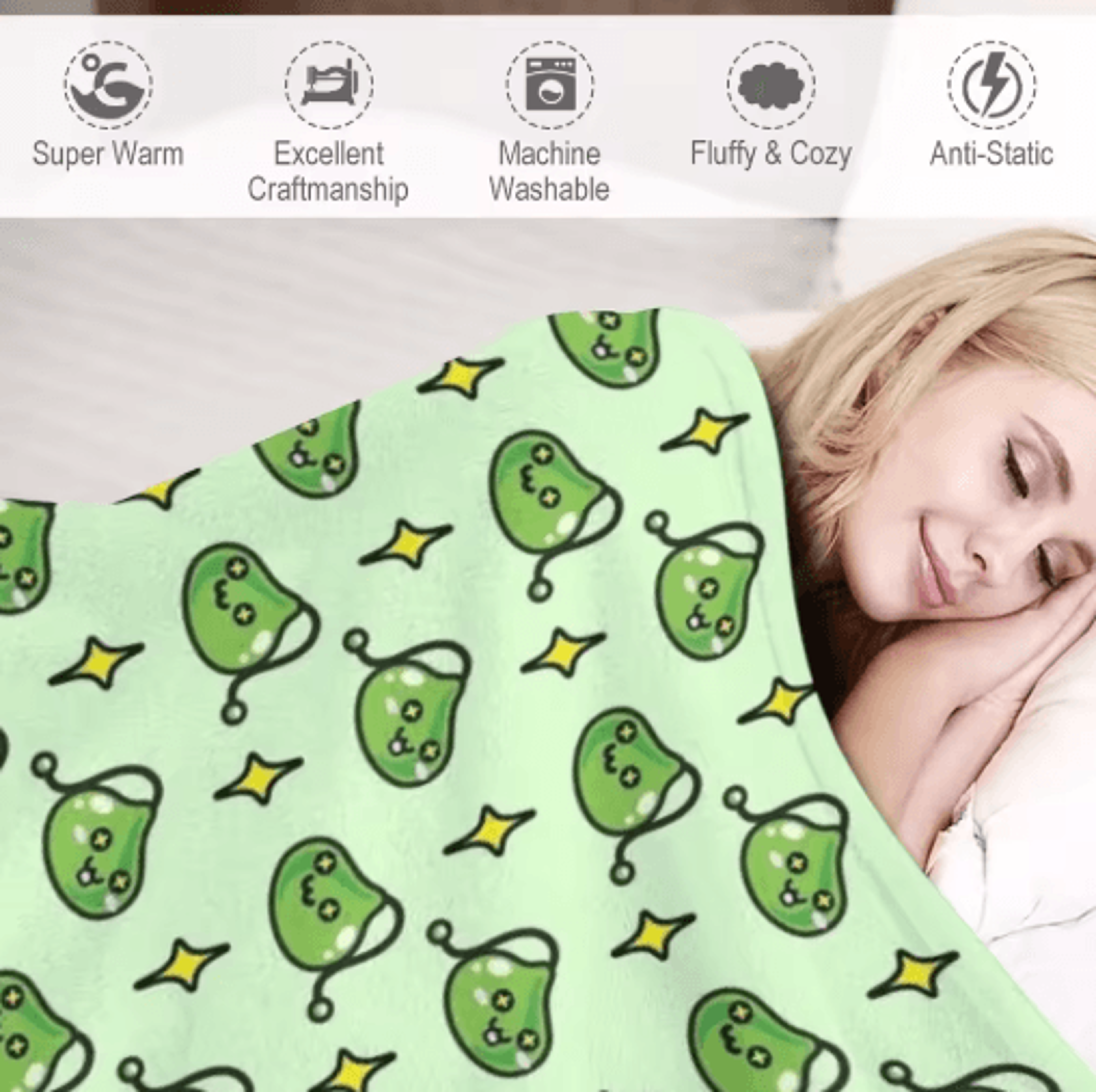 Cute MapleStory Slime Throw Blanket  Fluffy Gaming Sofa  Bed Cover 0