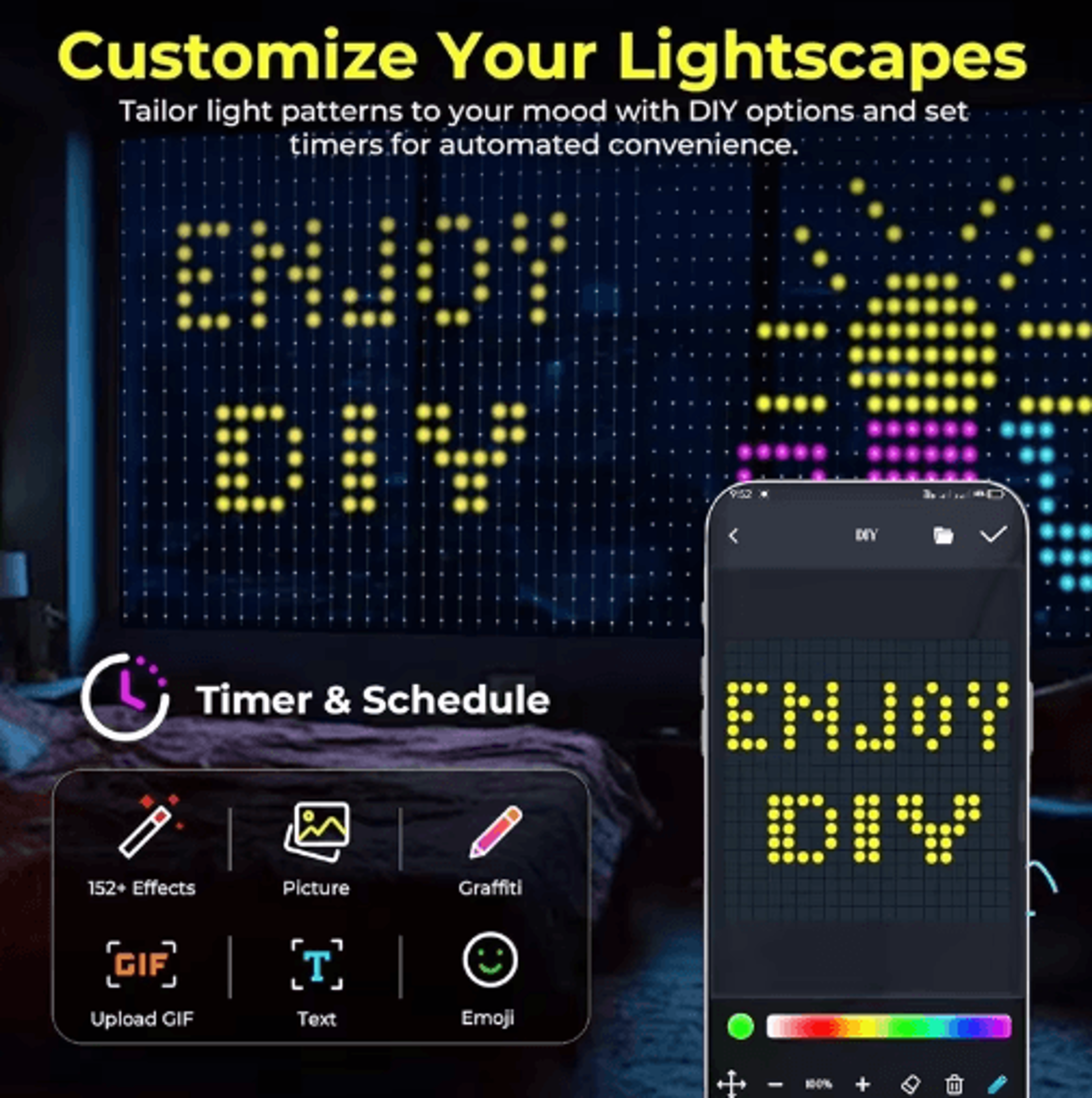 Smart LED Curtain Lights  AppControlled Music Sync DIY Fairy Lights 8