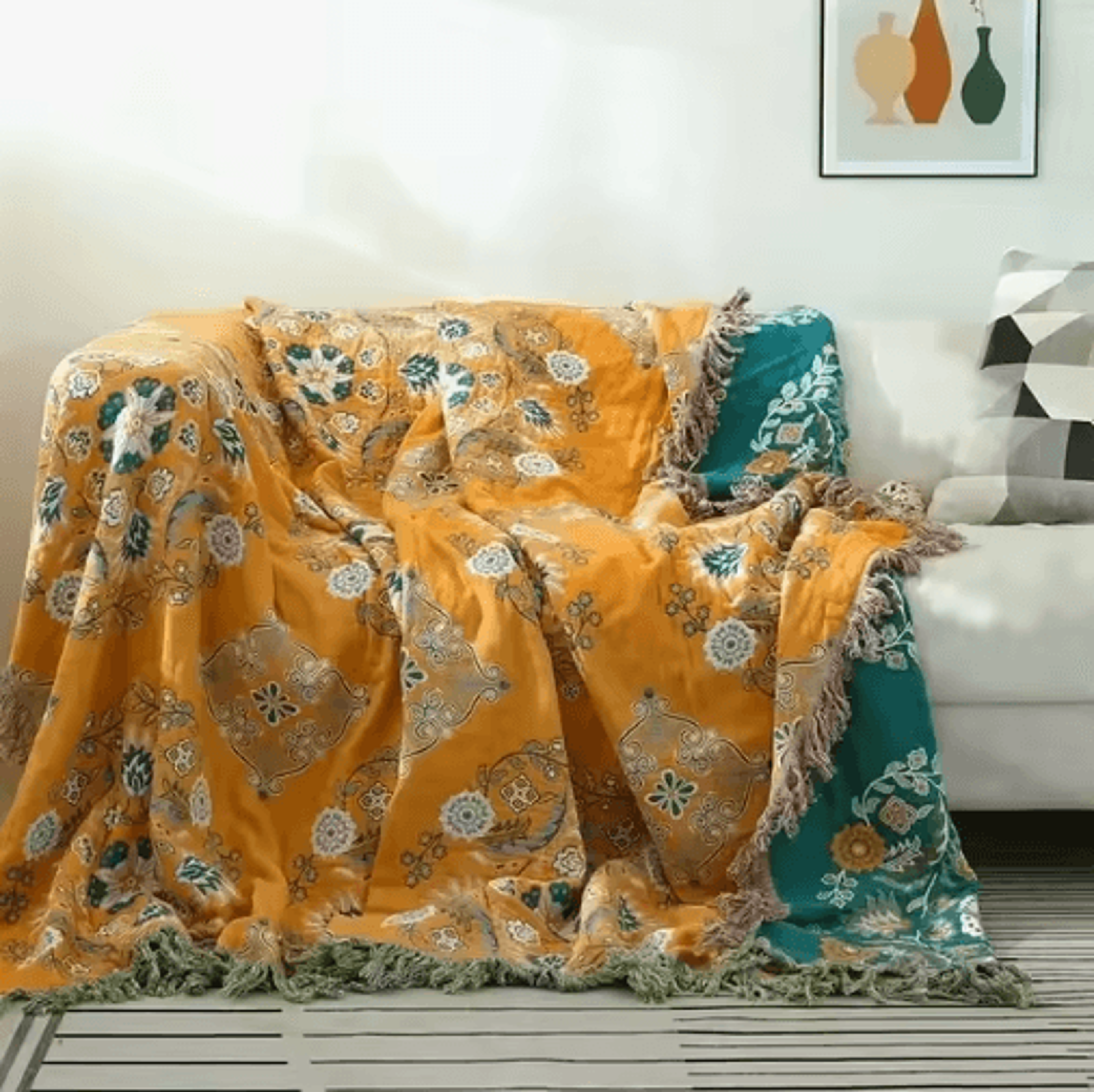 Japanese Cotton Throw Blanket  DoubleSided FourSeason Sofa  Bed Cover 15