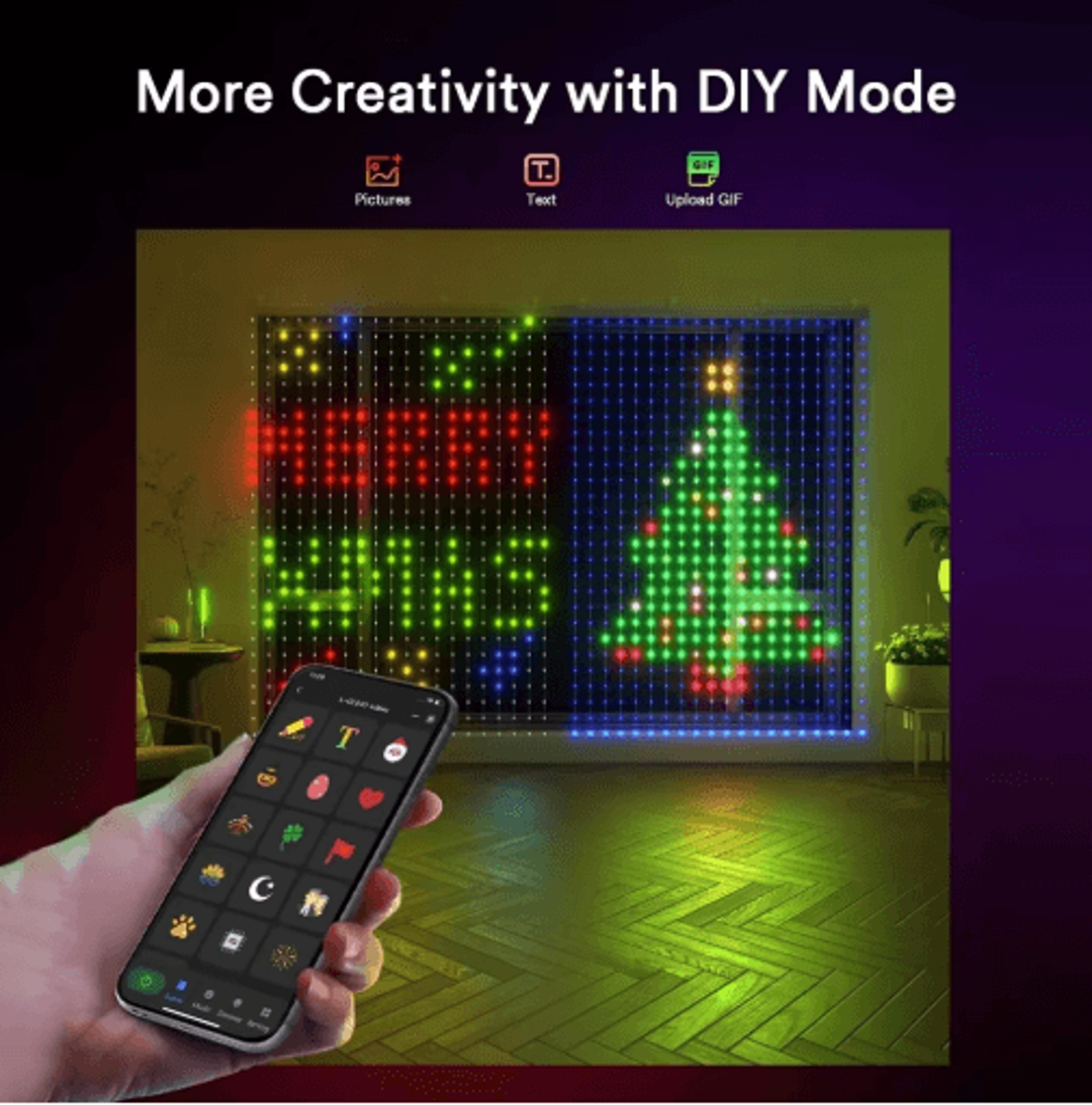 Smart RGB Curtain Lights  App  Remote Music Sync DIY String Lights 9