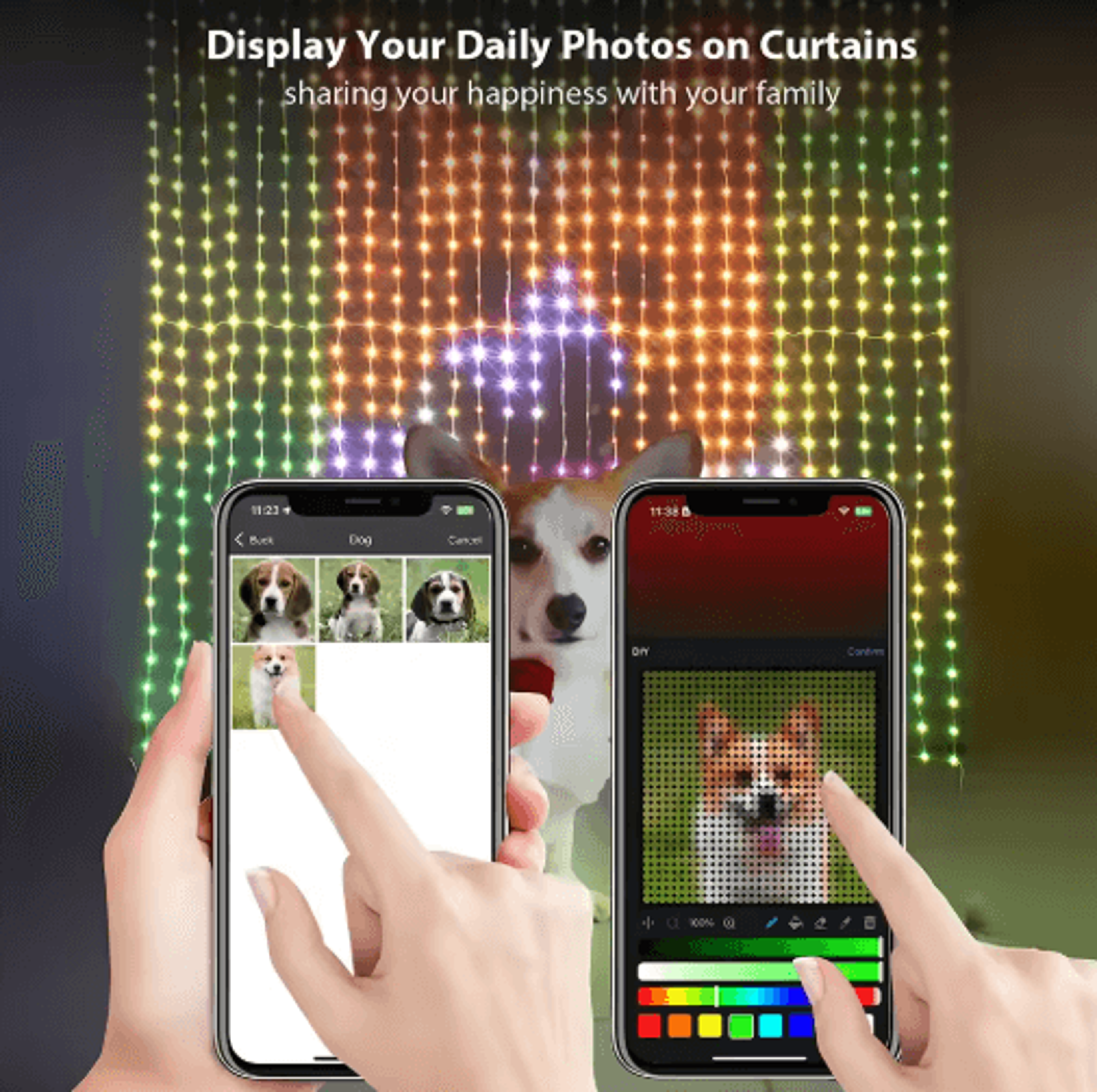 USB Smart LED Curtain Lights  AppControlled RGB DIY Picture Fairy Lights 8