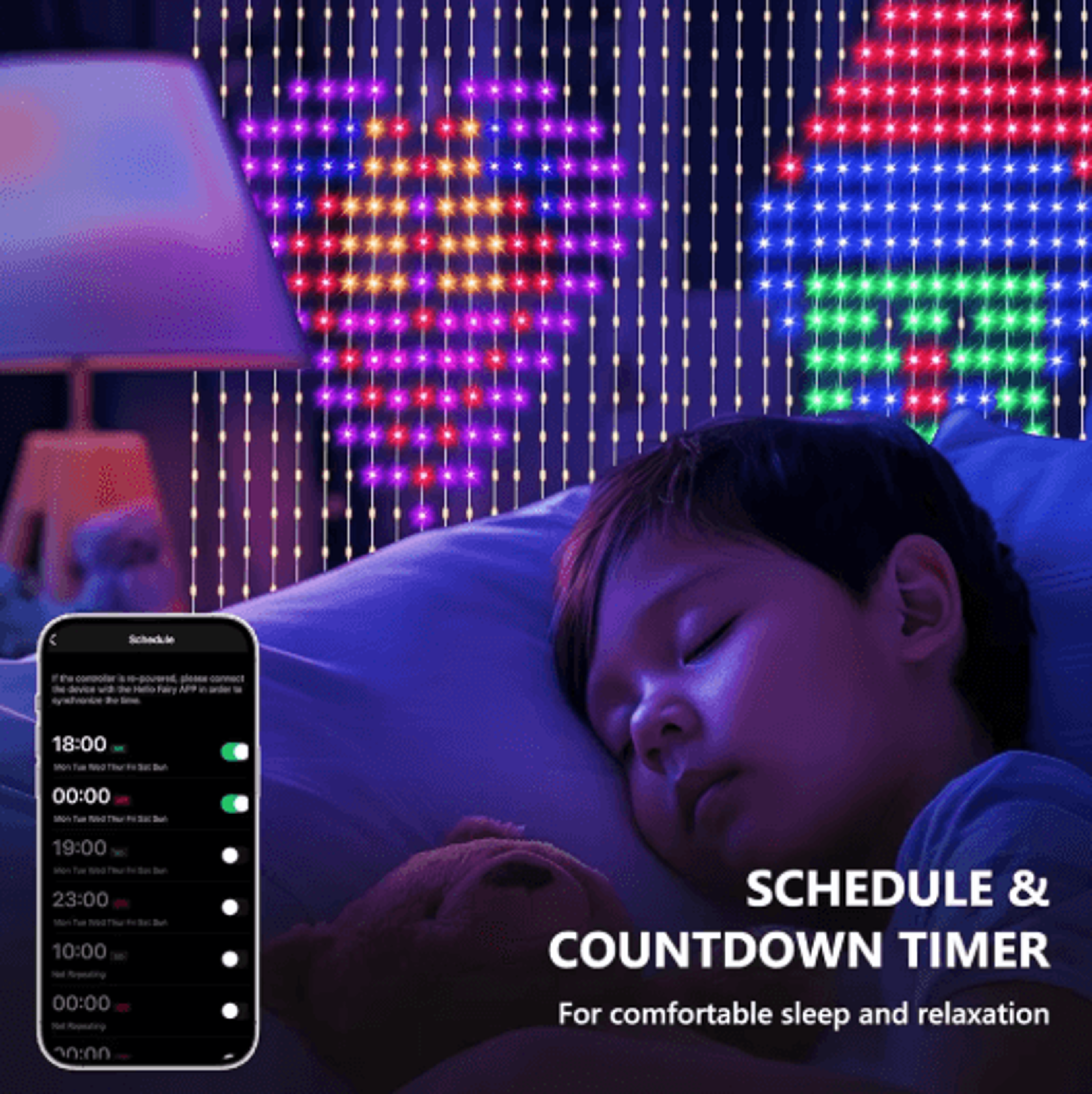 400800 LED RGB Smart Curtain Lights  Music Sync App  Remote Party Lights 4