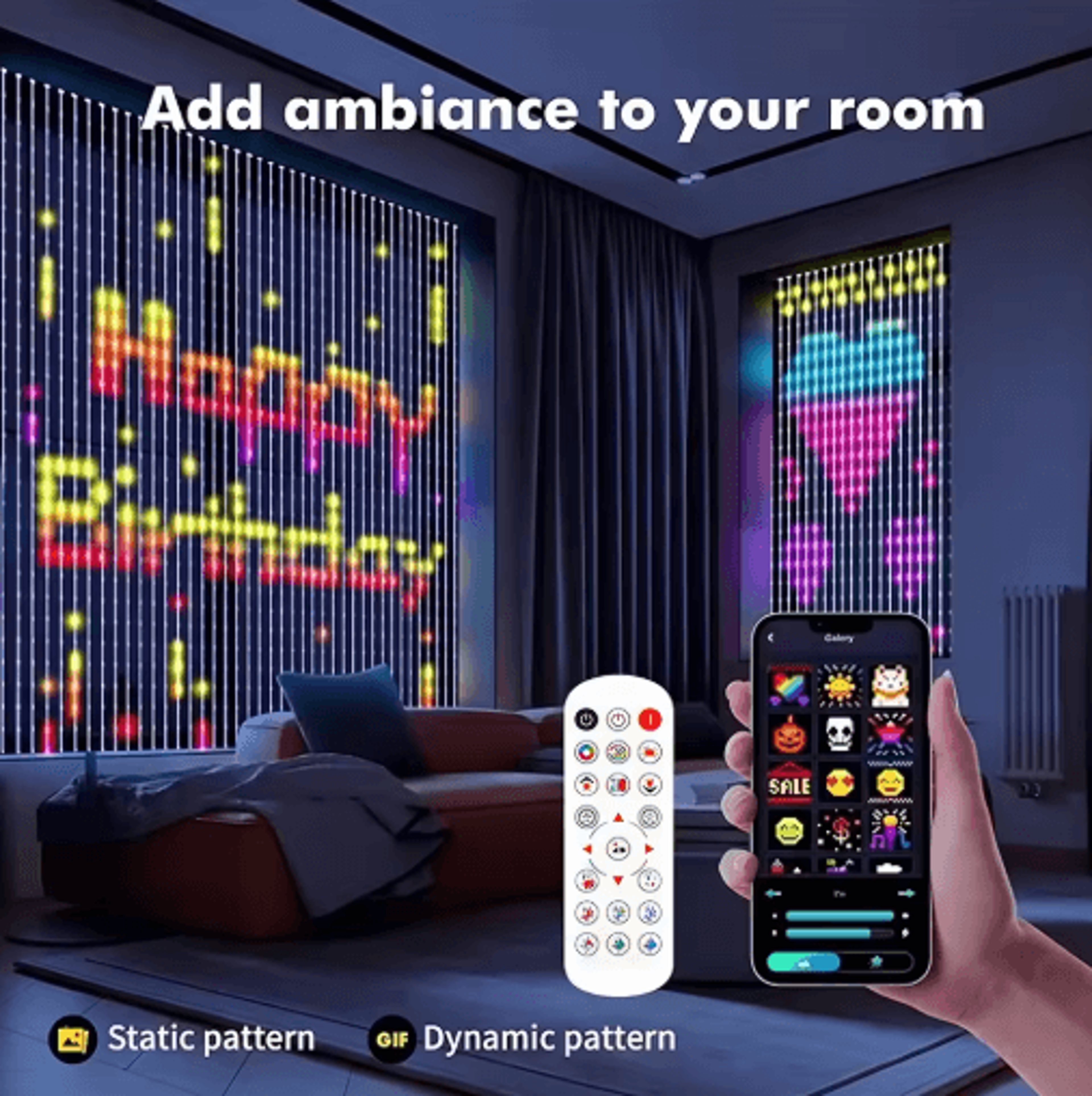 Smart RGB LED Curtain Lights  AppControlled DIY Music Ambient Lighting 0