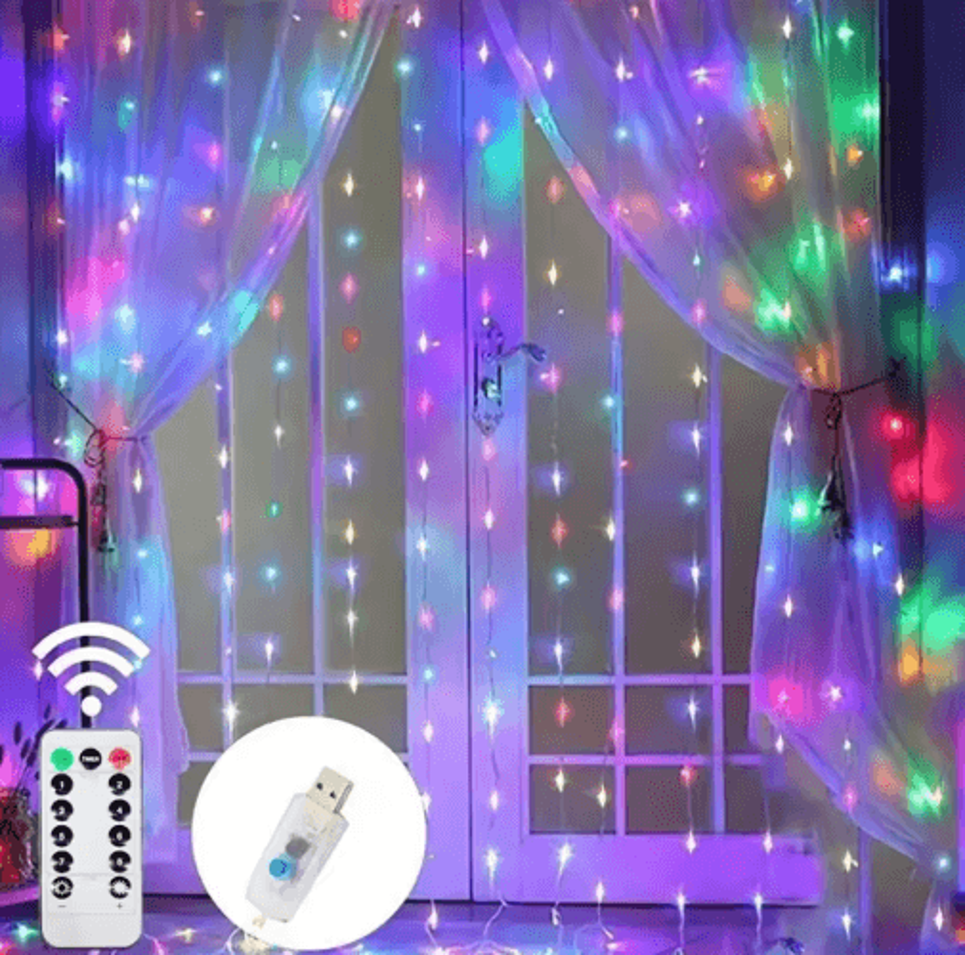 3M6M USB LED Curtain Lights  8Mode Remote Control Fairy Lights 5