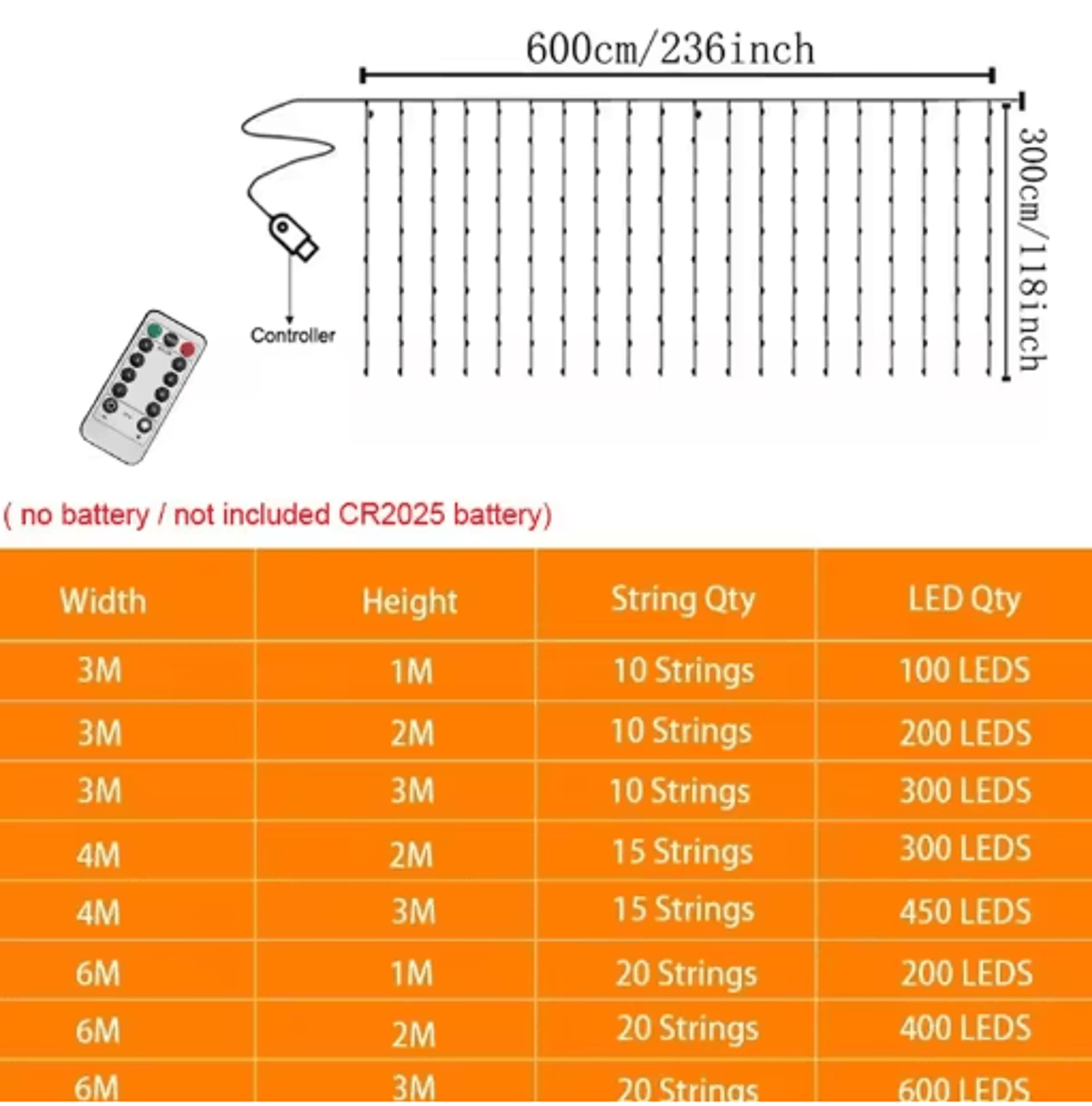 USB LED Curtain String Lights  Festive Wall  Party Backdrop Lighting 5