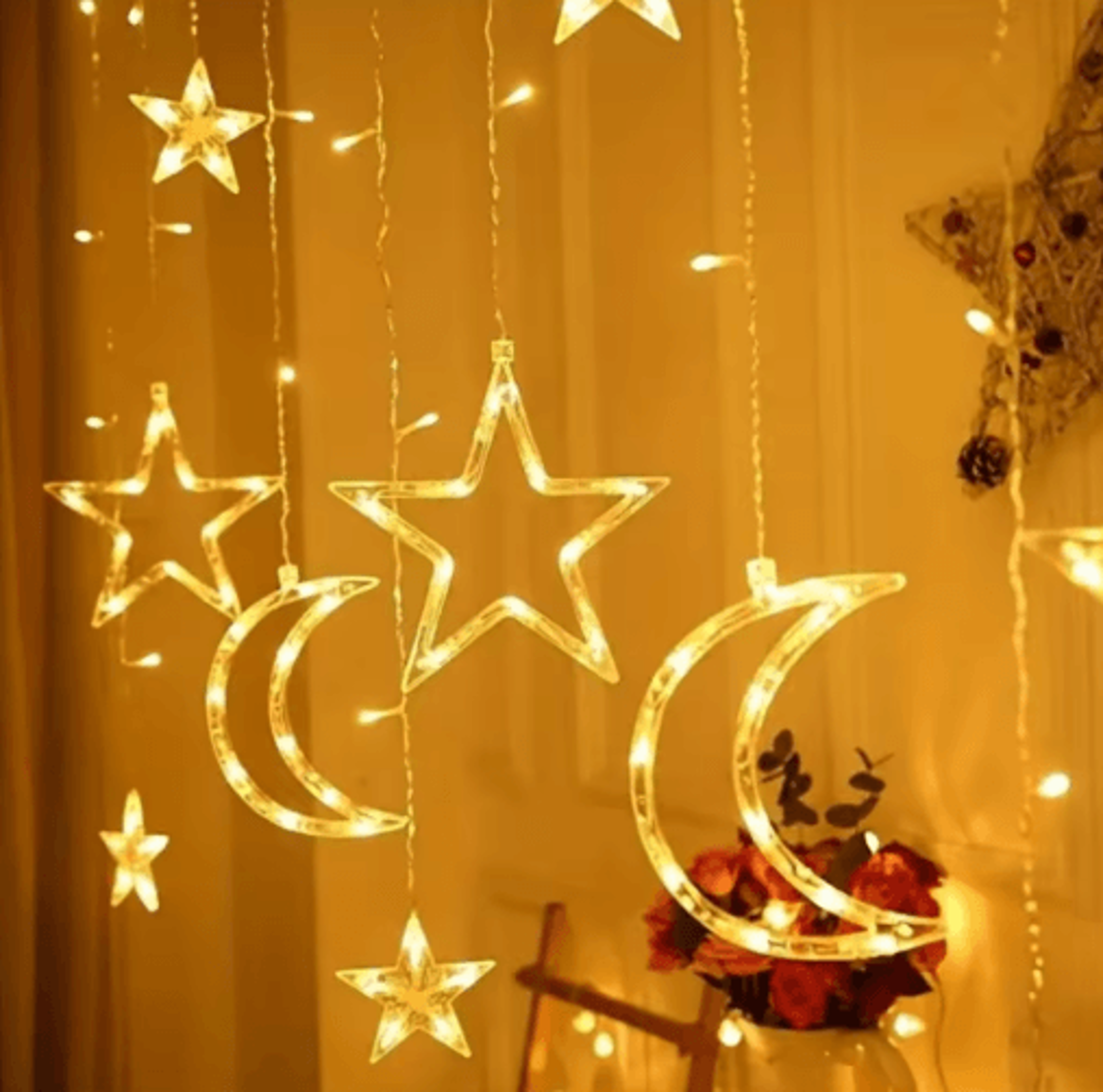 35M Star  Moon LED Curtain Lights  120 LED Ramadan Room Decor 4