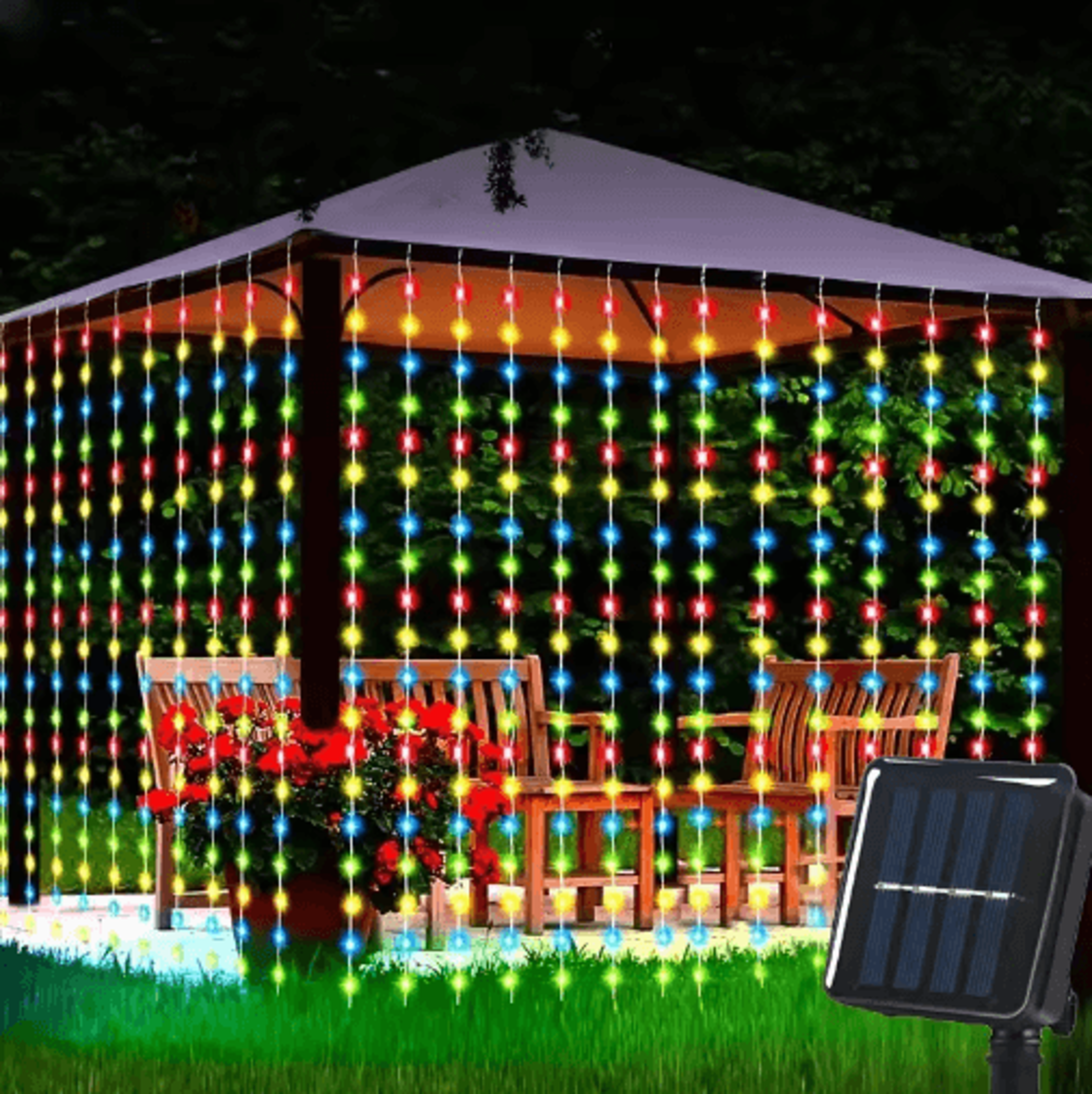Solar LED Curtain String Lights  8Mode Indoor  Outdoor Fairy Lights 1