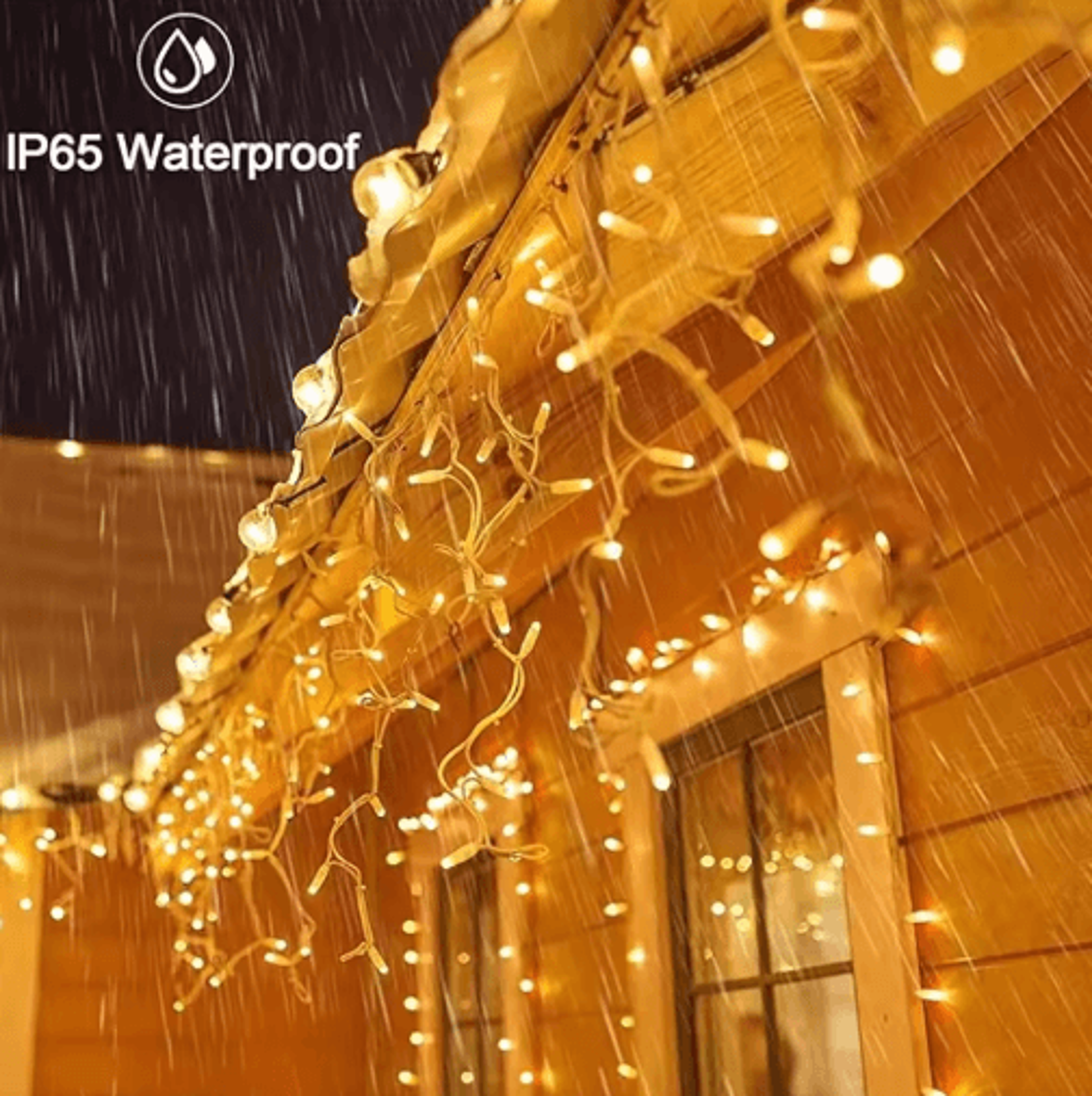Solar LED Icicle Curtain Lights  8Mode Outdoor Christmas Fairy Lights 7