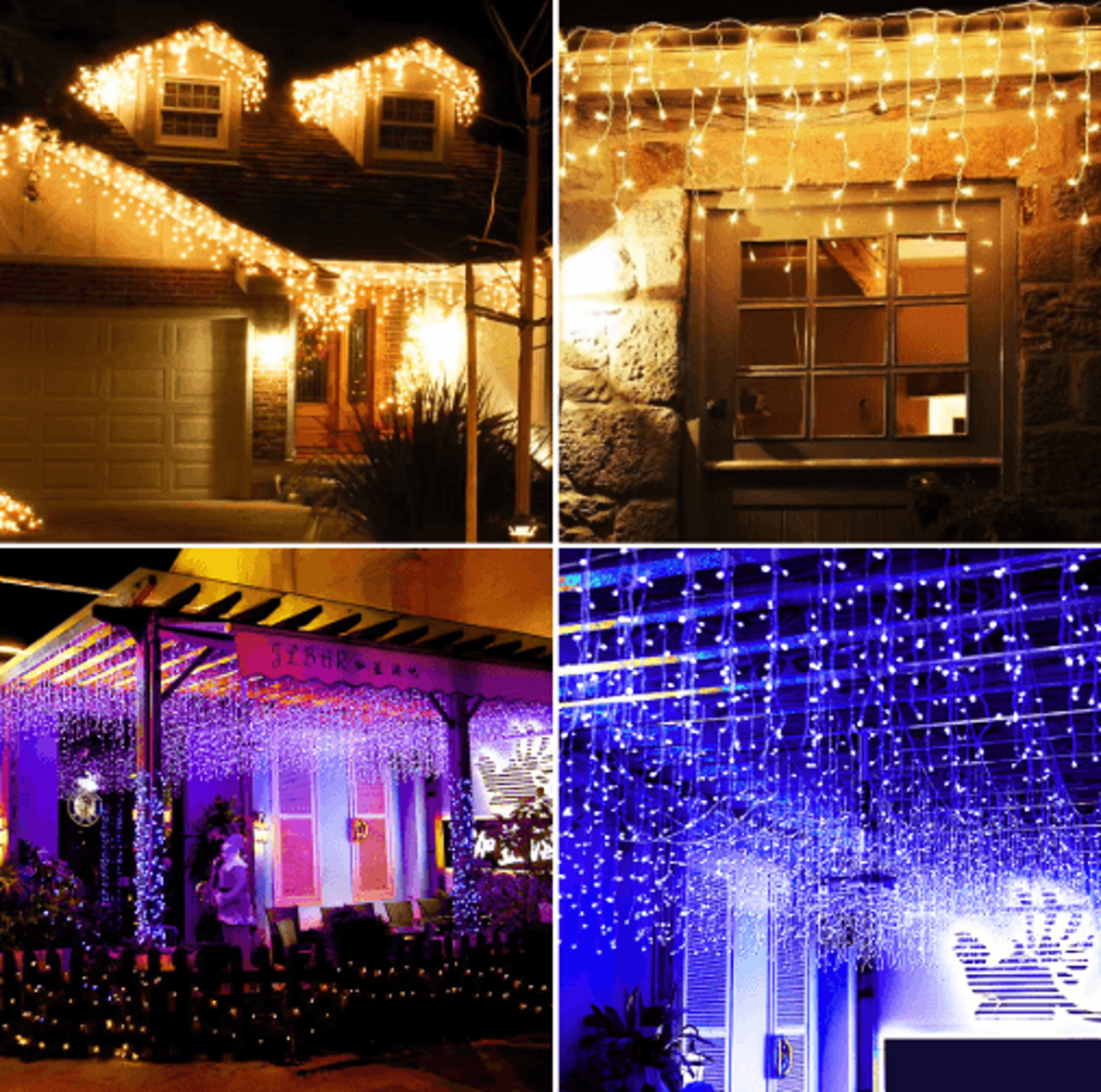 Christmas LED Icicle Curtain Lights  Waterfall Garland For Outdoor Decor 8