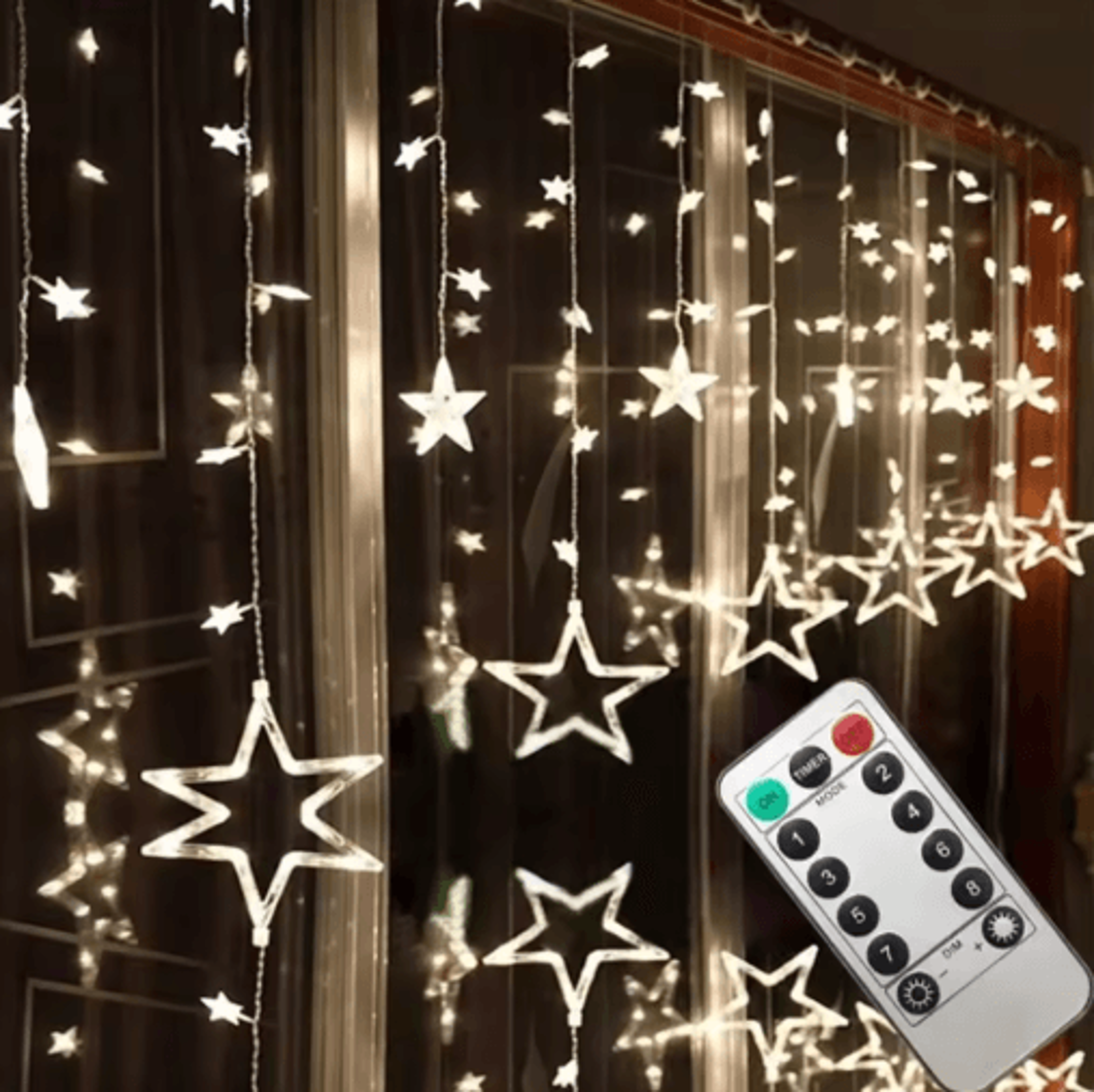LED Pentagram Star Curtain Lights  Remote Fairy String Lights For Events 1