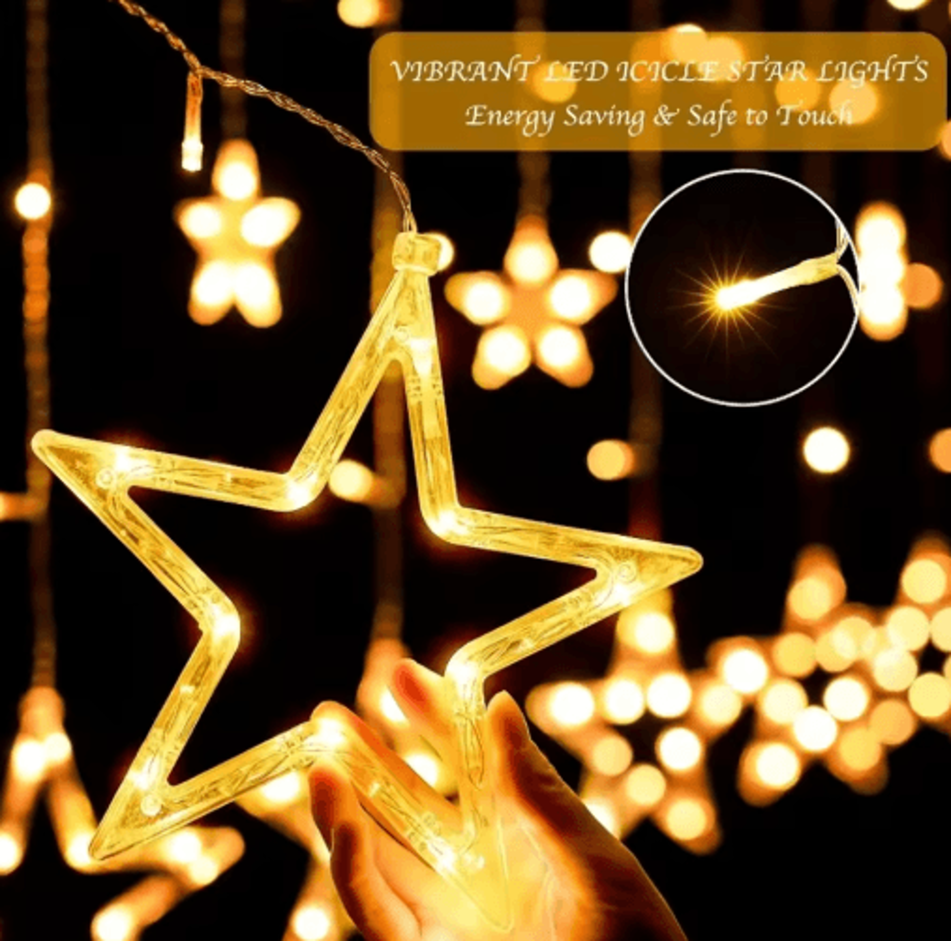 LED Pentagram Star Curtain Lights  Remote Fairy String Lights For Events 0