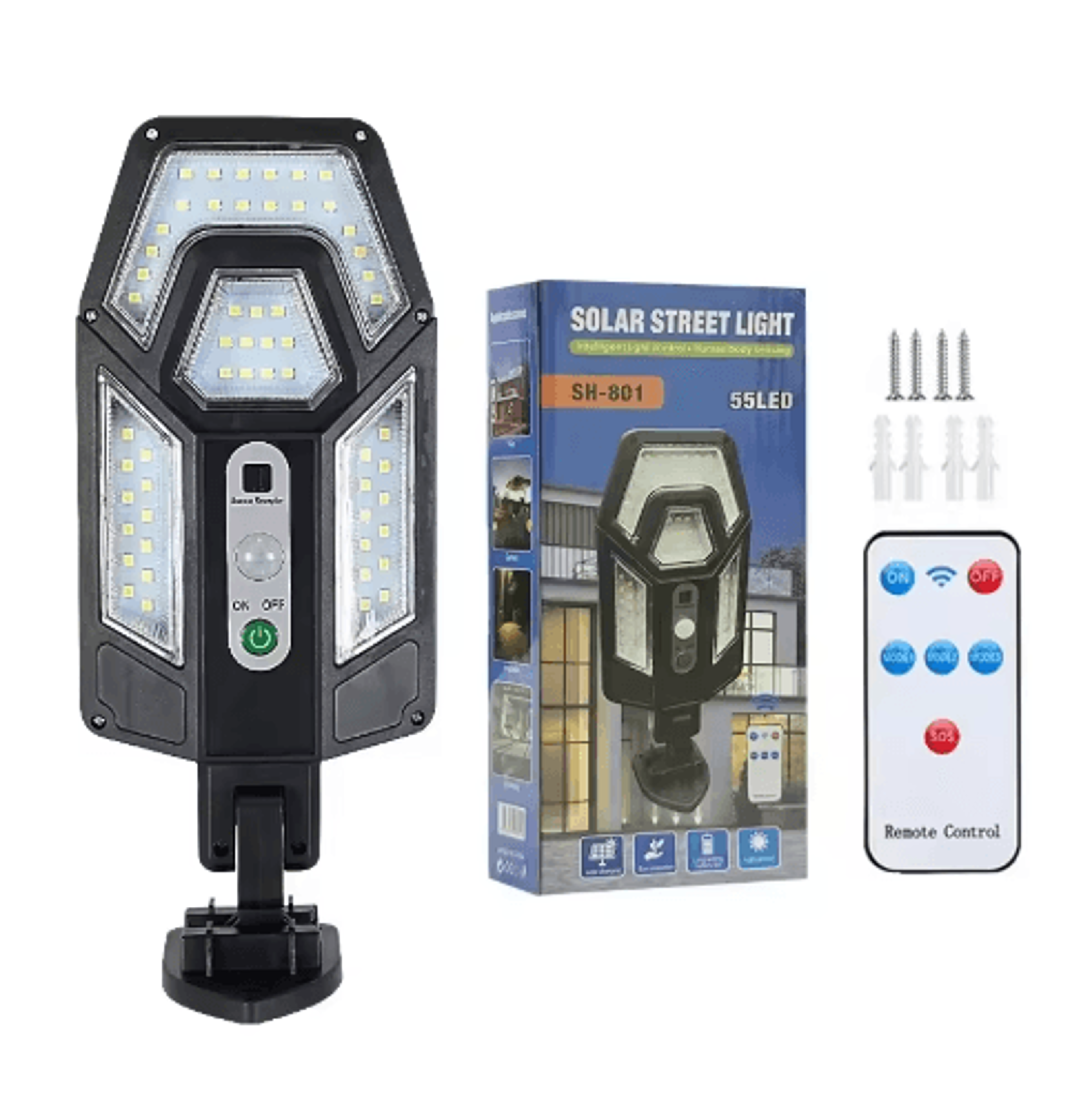 Solar LED Wall Light  3Mode Motion Sensor Outdoor Courtyard Lamp 2