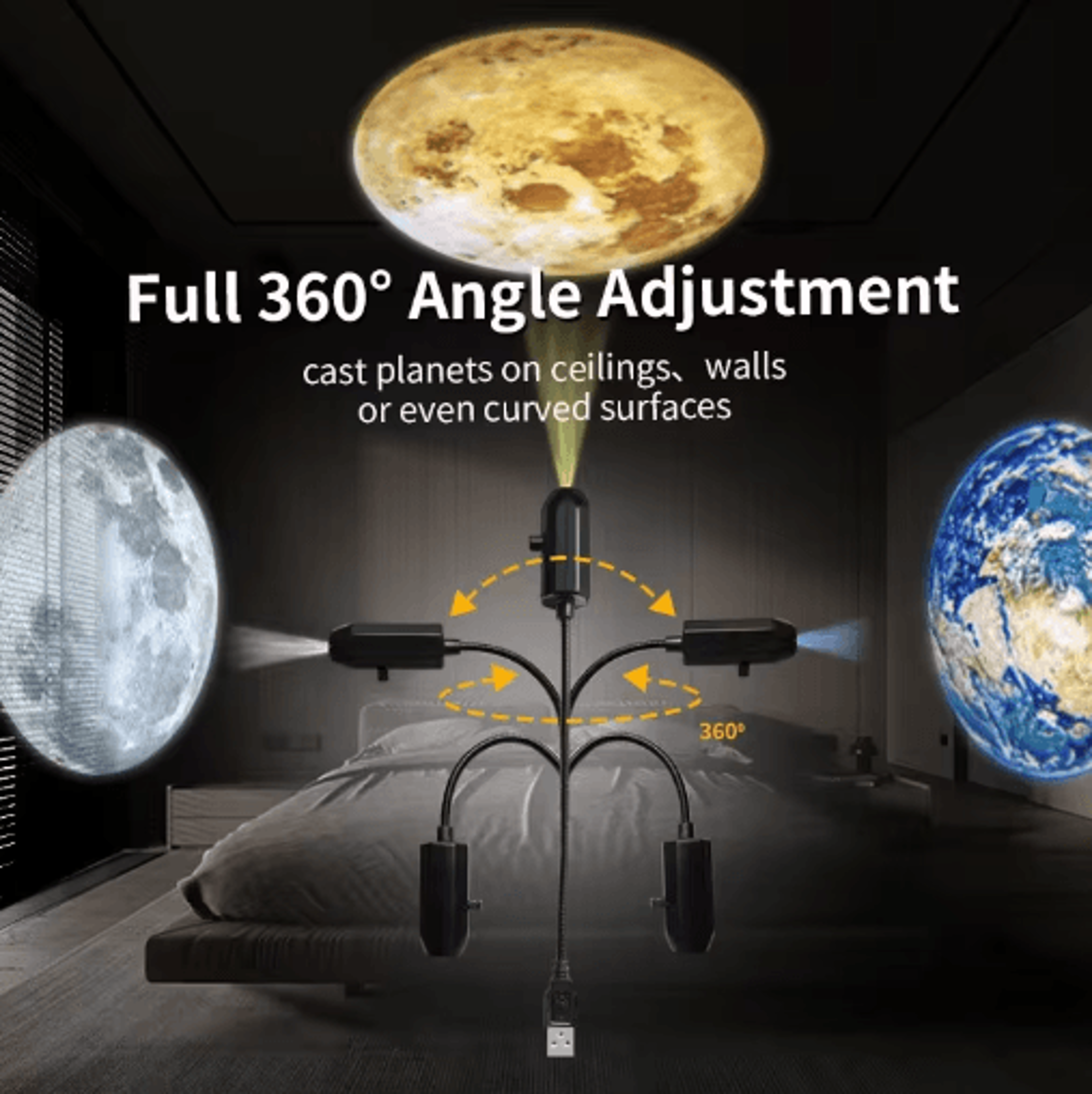 USB Moon  Earth Projection Light  Celestial Ceiling Atmosphere Lamp 4