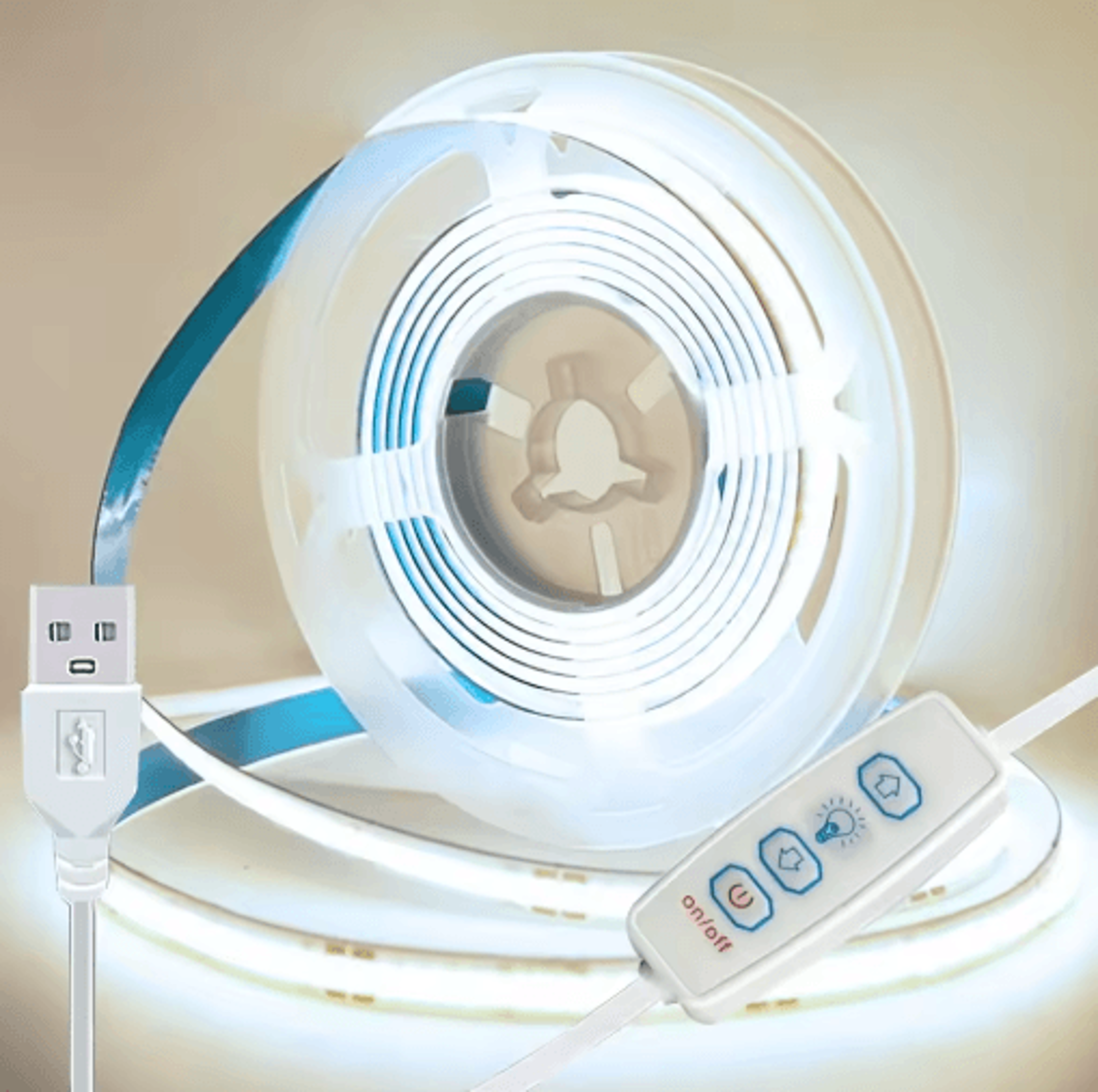 USB COB LED Strip Lights  3Key Dimmable Flexible Backlight Tape 1